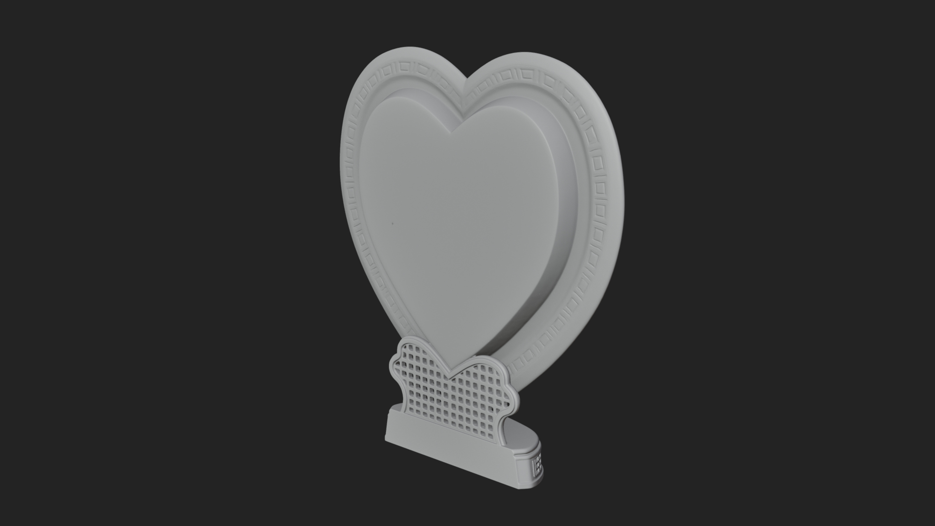 Ornate Framed Heart Plaque Design 115 3D Print Model 3D Model
