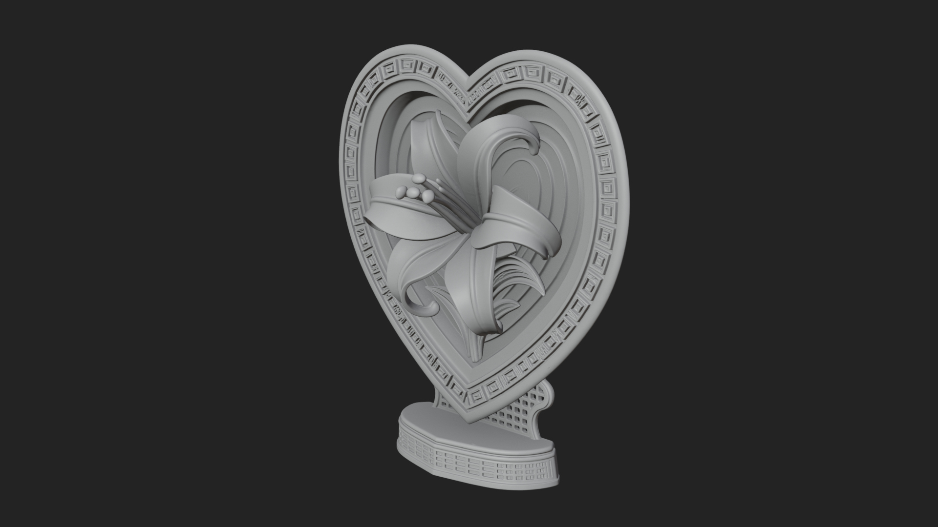 Ornate Framed Heart Plaque Design 115 3D Print Model 3D Model