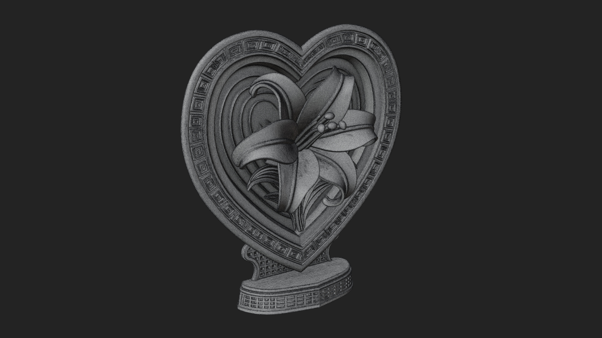 Ornate Framed Heart Plaque Design 115 3D Print Model 3D Model