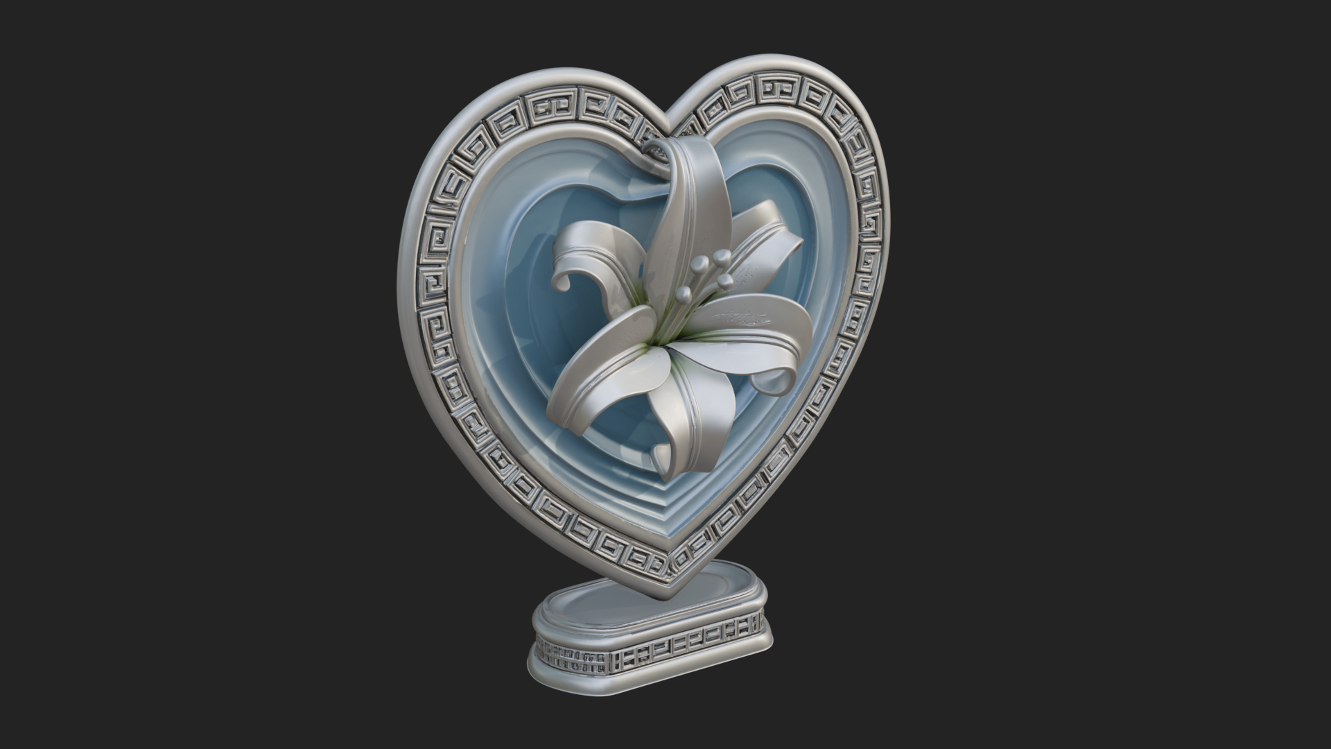 Ornate Framed Heart Plaque Design 116 3D Print Model 3D Model