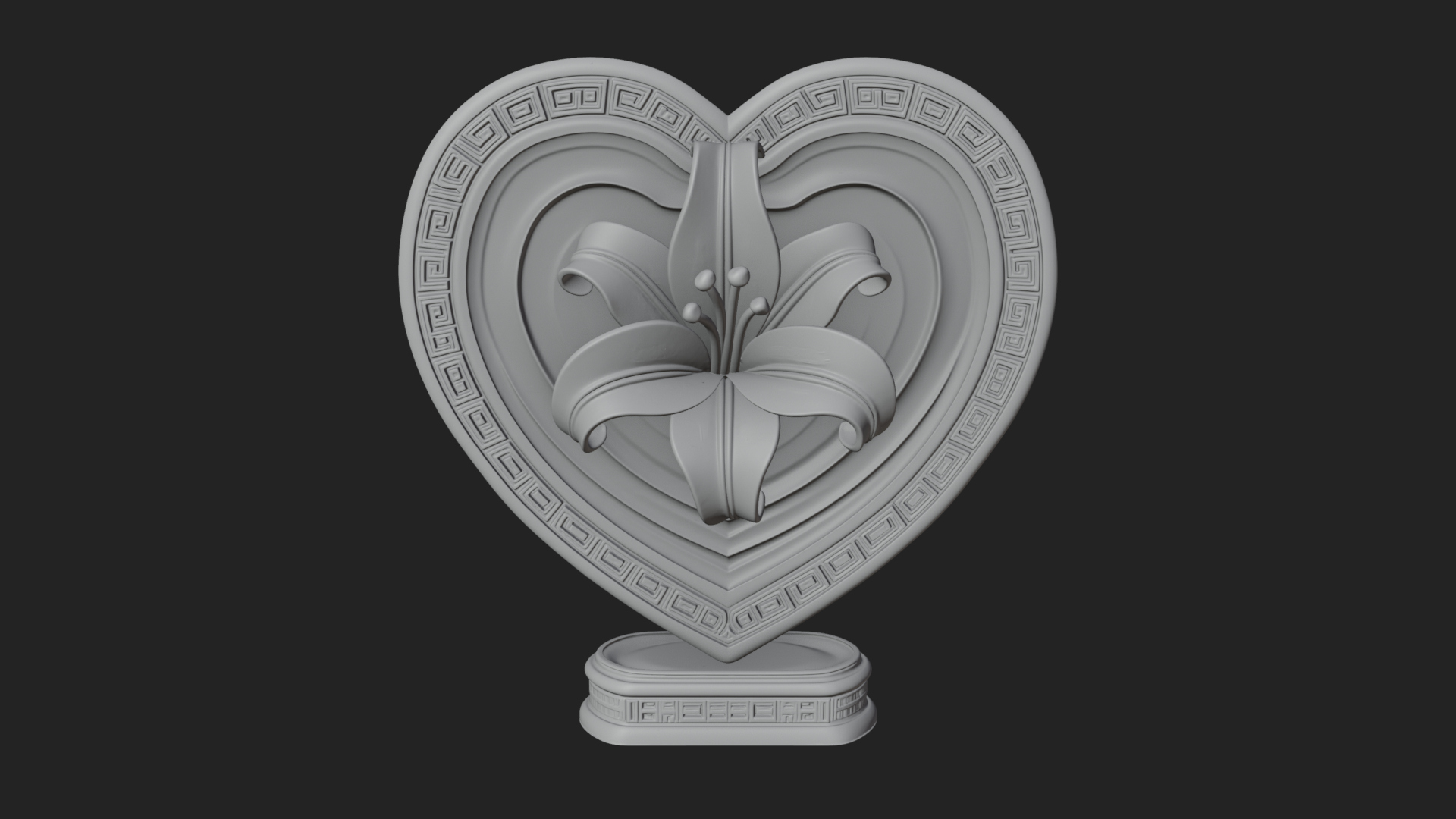 Ornate Framed Heart Plaque Design 116 3D Print Model 3D Model