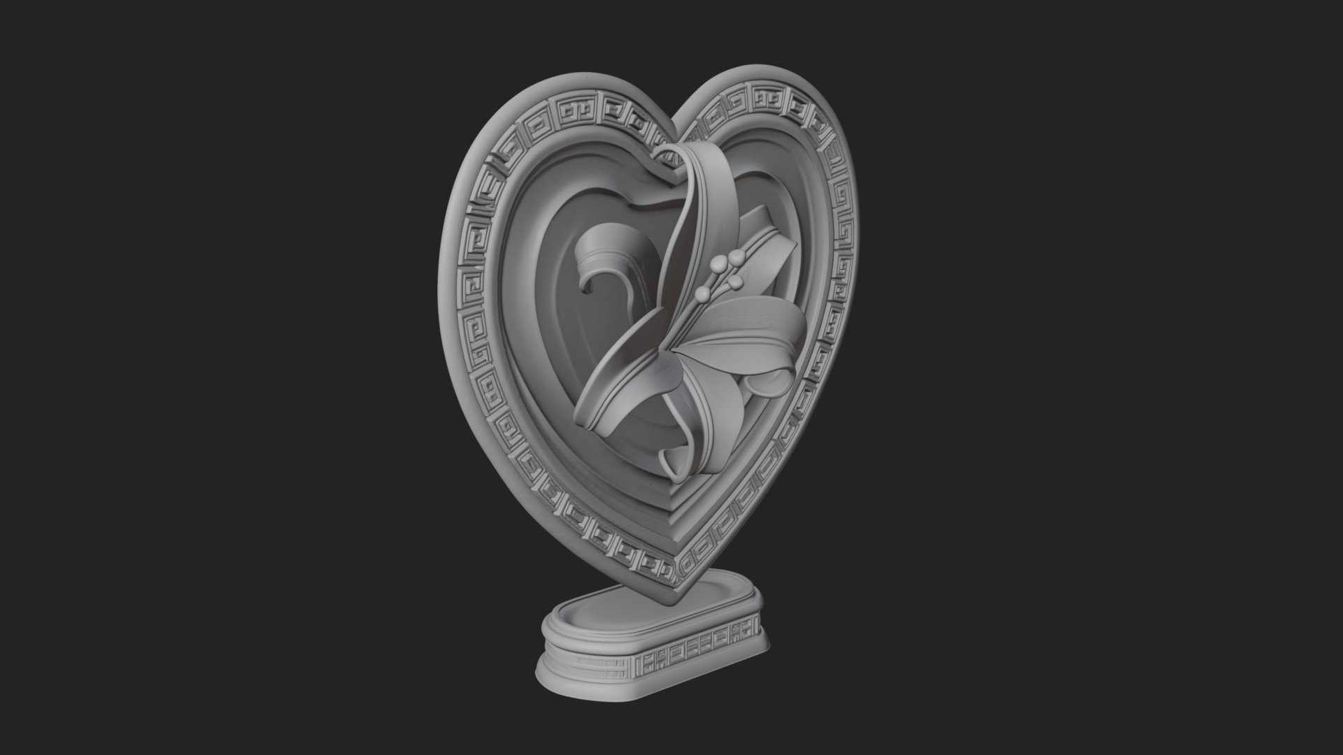 Ornate Framed Heart Plaque Design 116 3D Print Model 3D Model