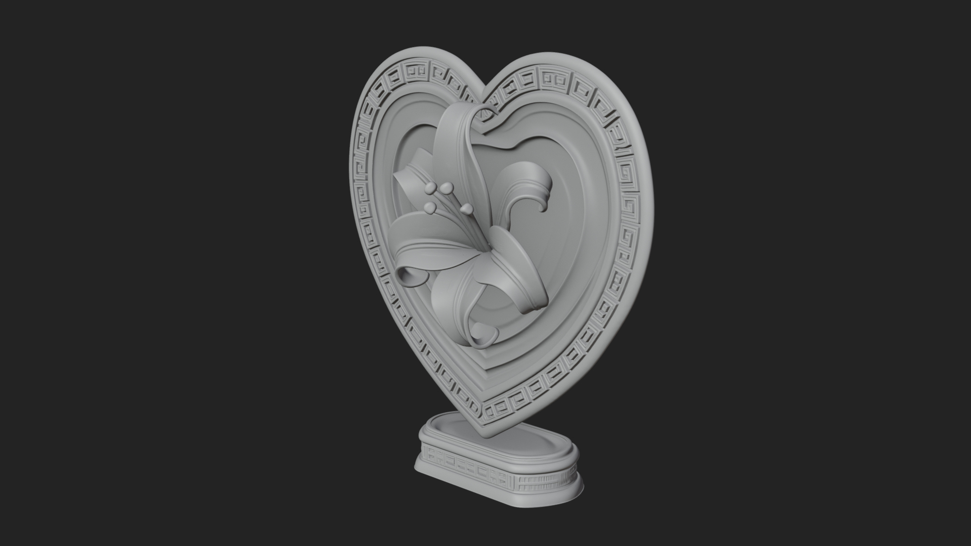 Ornate Framed Heart Plaque Design 116 3D Print Model 3D Model