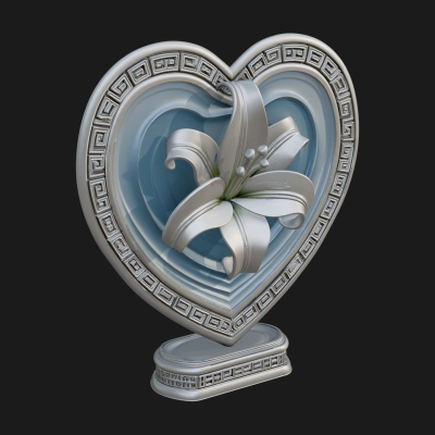 Ornate Framed Heart Plaque Design 116 3D Print Model
