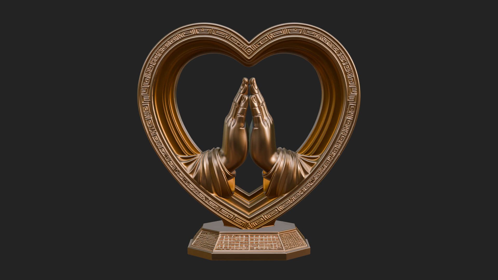 Ornate Framed Heart Plaque Design 117 3D Print Model 3D Model