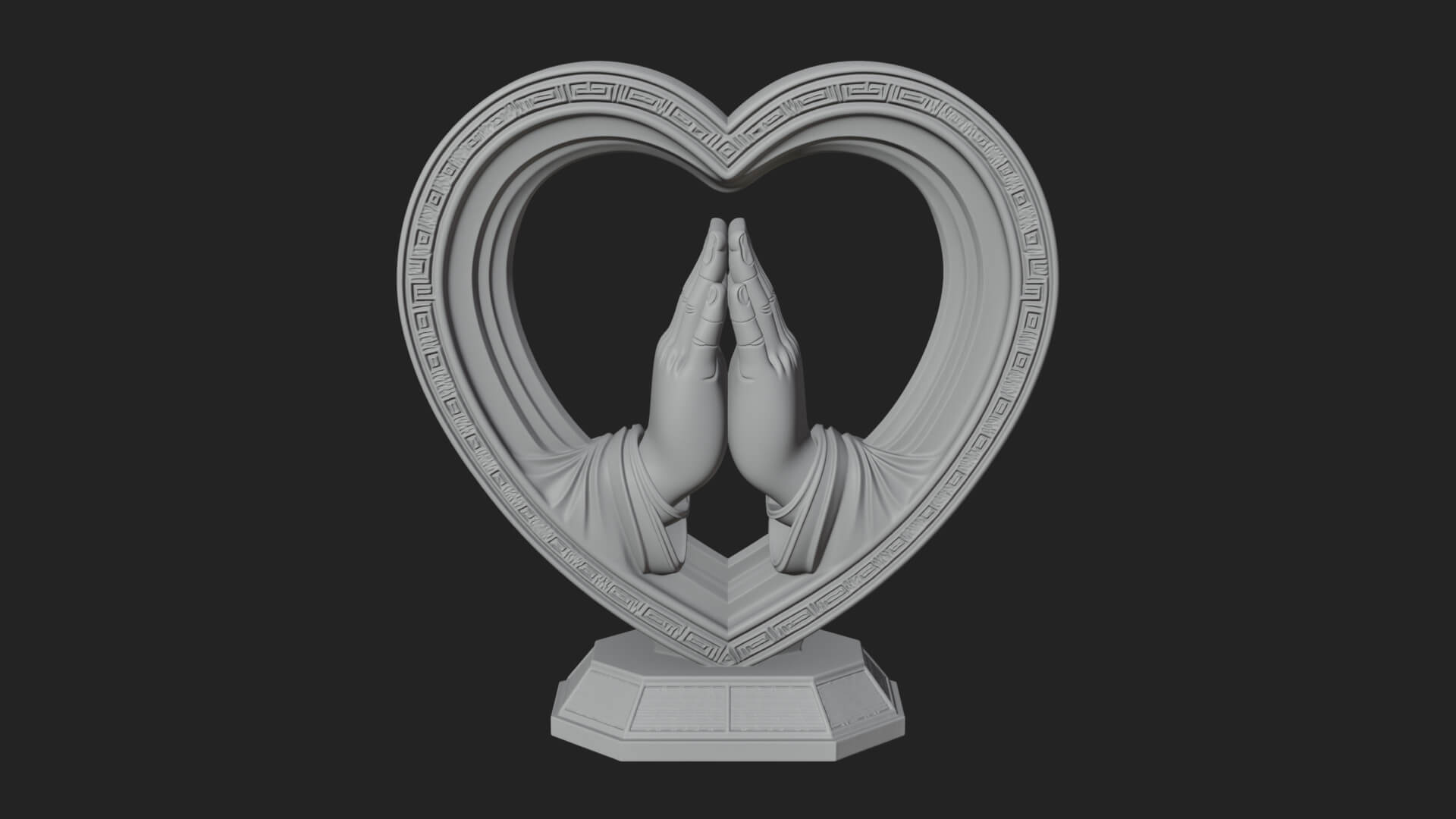 Ornate Framed Heart Plaque Design 117 3D Print Model 3D Model