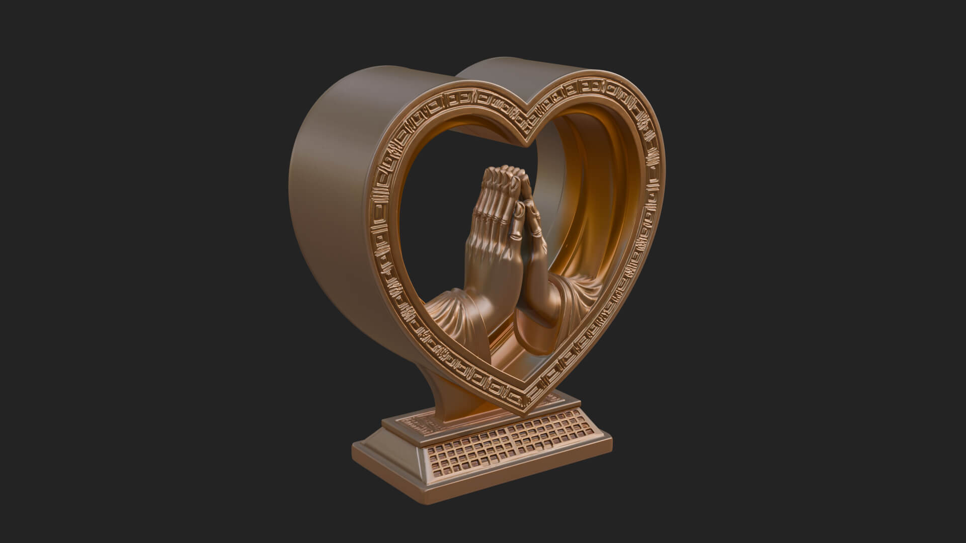 Ornate Framed Heart Plaque Design 118 3D Print Model 3D Model