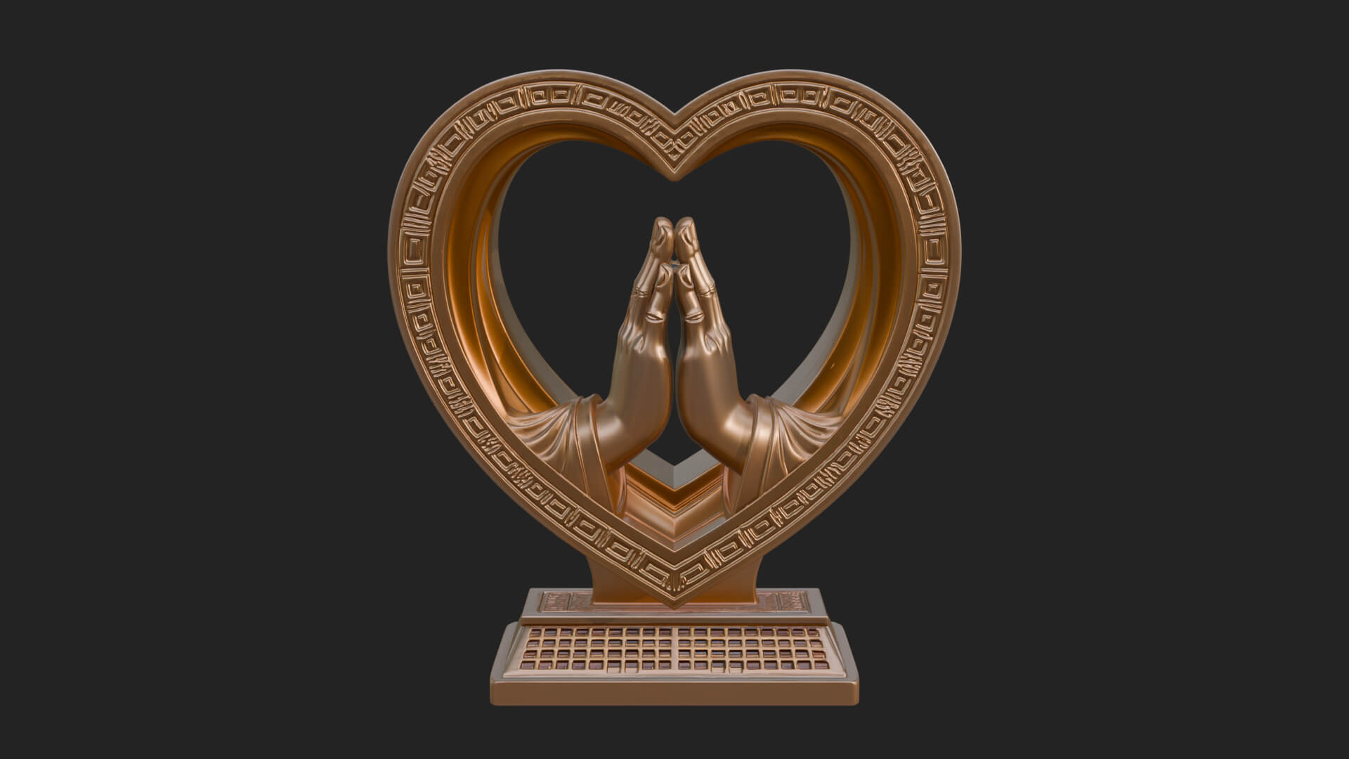 Ornate Framed Heart Plaque Design 118 3D Print Model 3D Model
