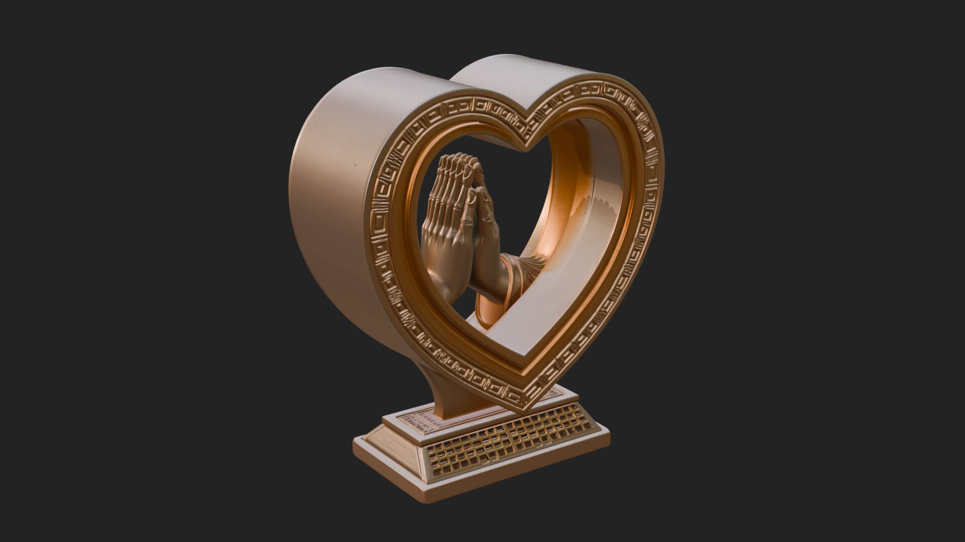 Ornate Framed Heart Plaque Design 118 3D Print Model 3D Model
