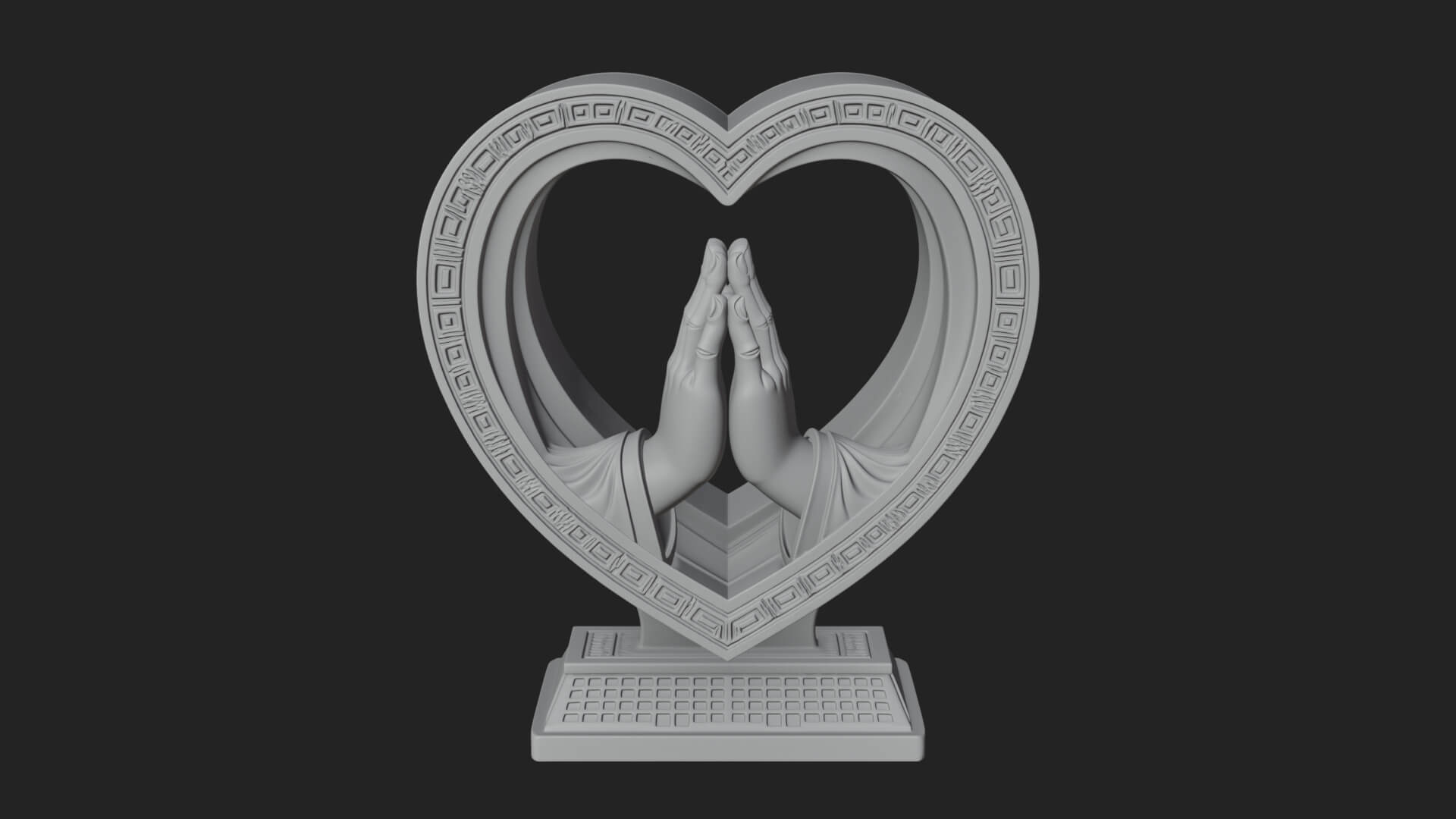 Ornate Framed Heart Plaque Design 118 3D Print Model 3D Model