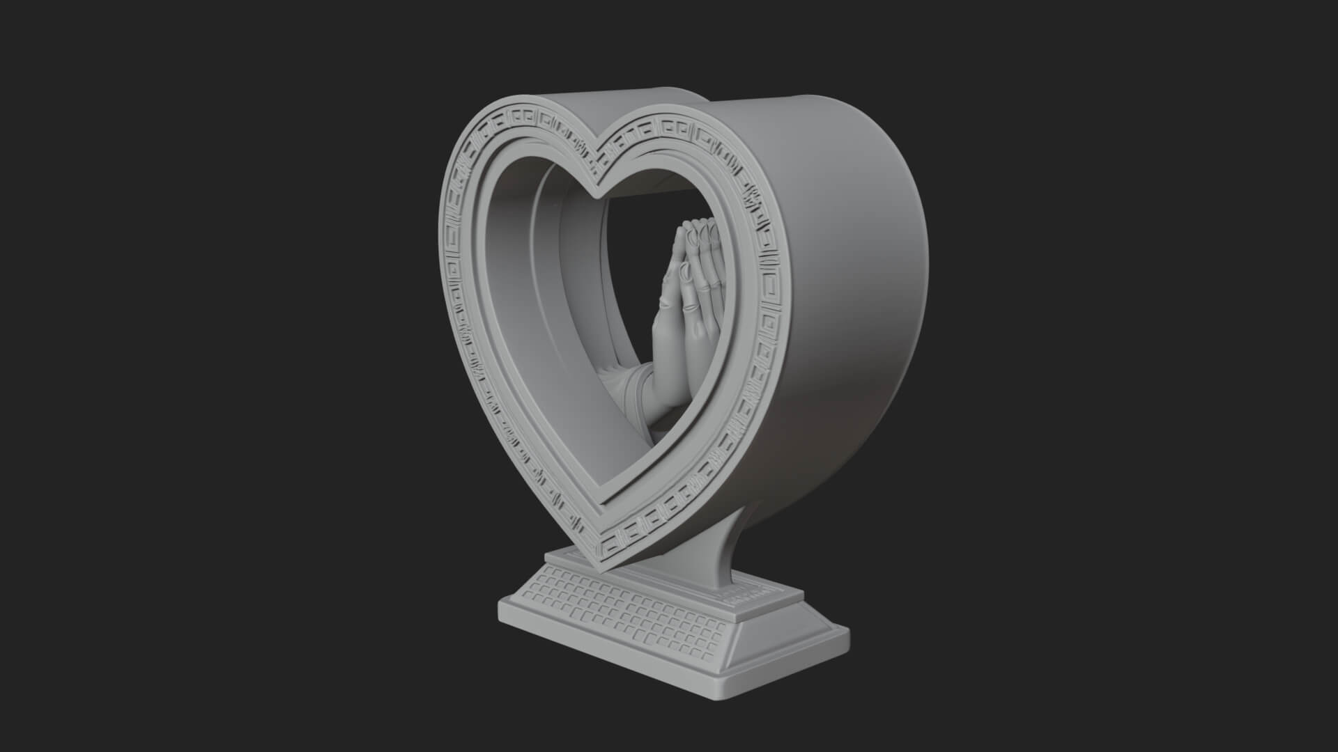 Ornate Framed Heart Plaque Design 118 3D Print Model 3D Model