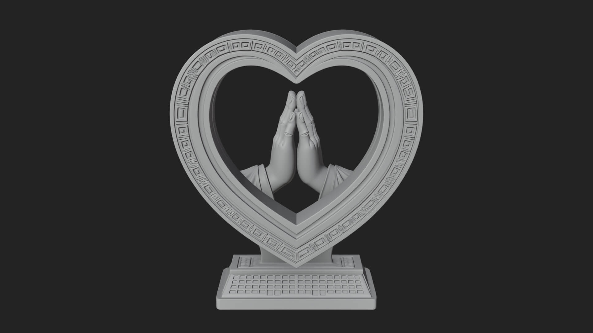 Ornate Framed Heart Plaque Design 118 3D Print Model 3D Model