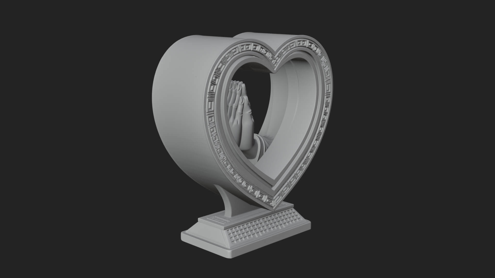 Ornate Framed Heart Plaque Design 118 3D Print Model 3D Model
