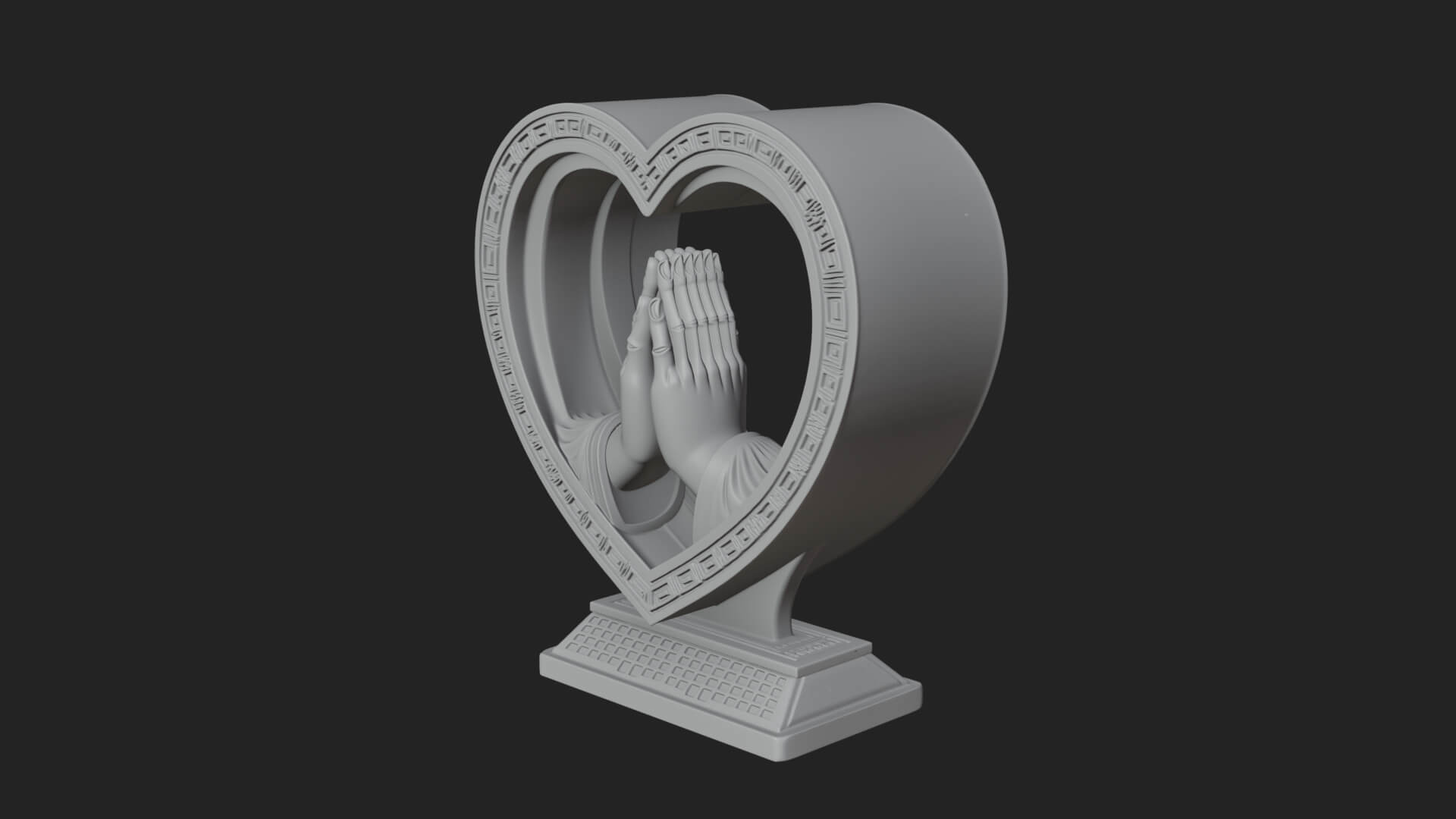 Ornate Framed Heart Plaque Design 118 3D Print Model 3D Model