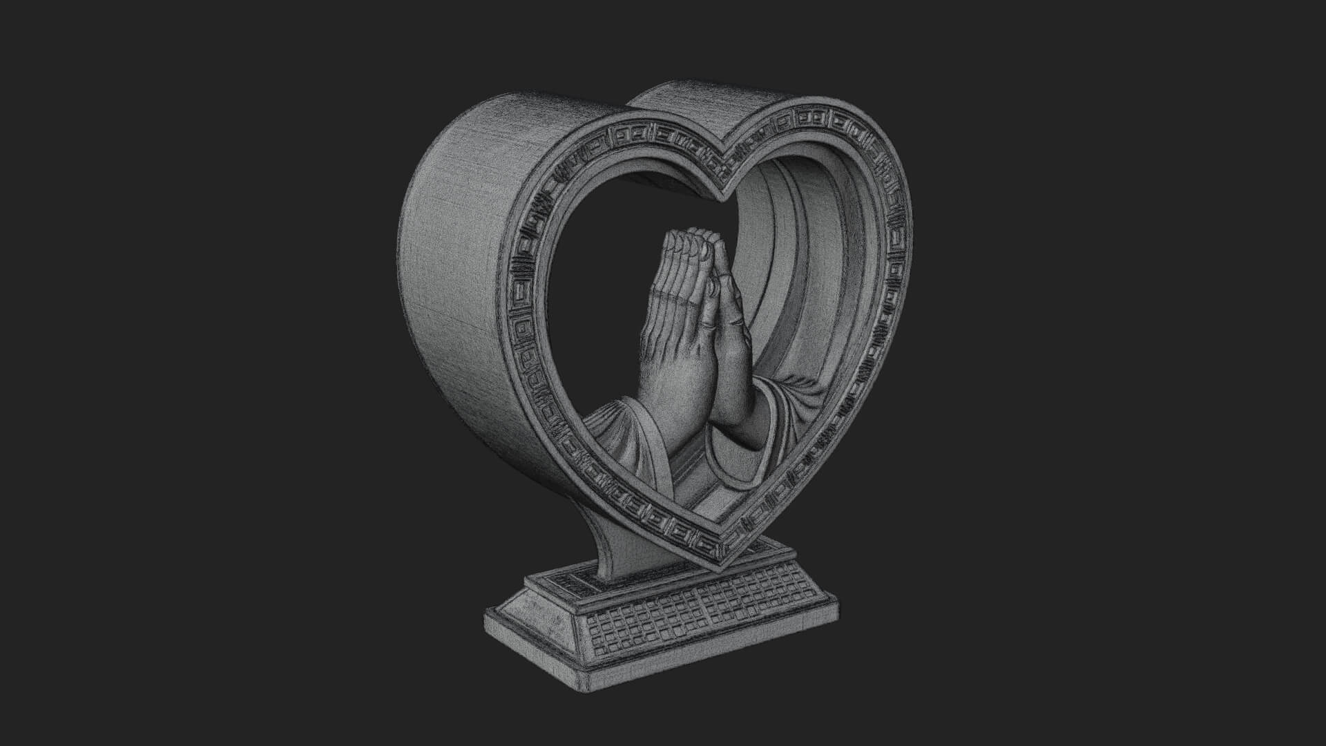Ornate Framed Heart Plaque Design 118 3D Print Model 3D Model