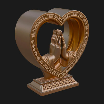 Ornate Framed Heart Plaque Design 118 3D Print Model