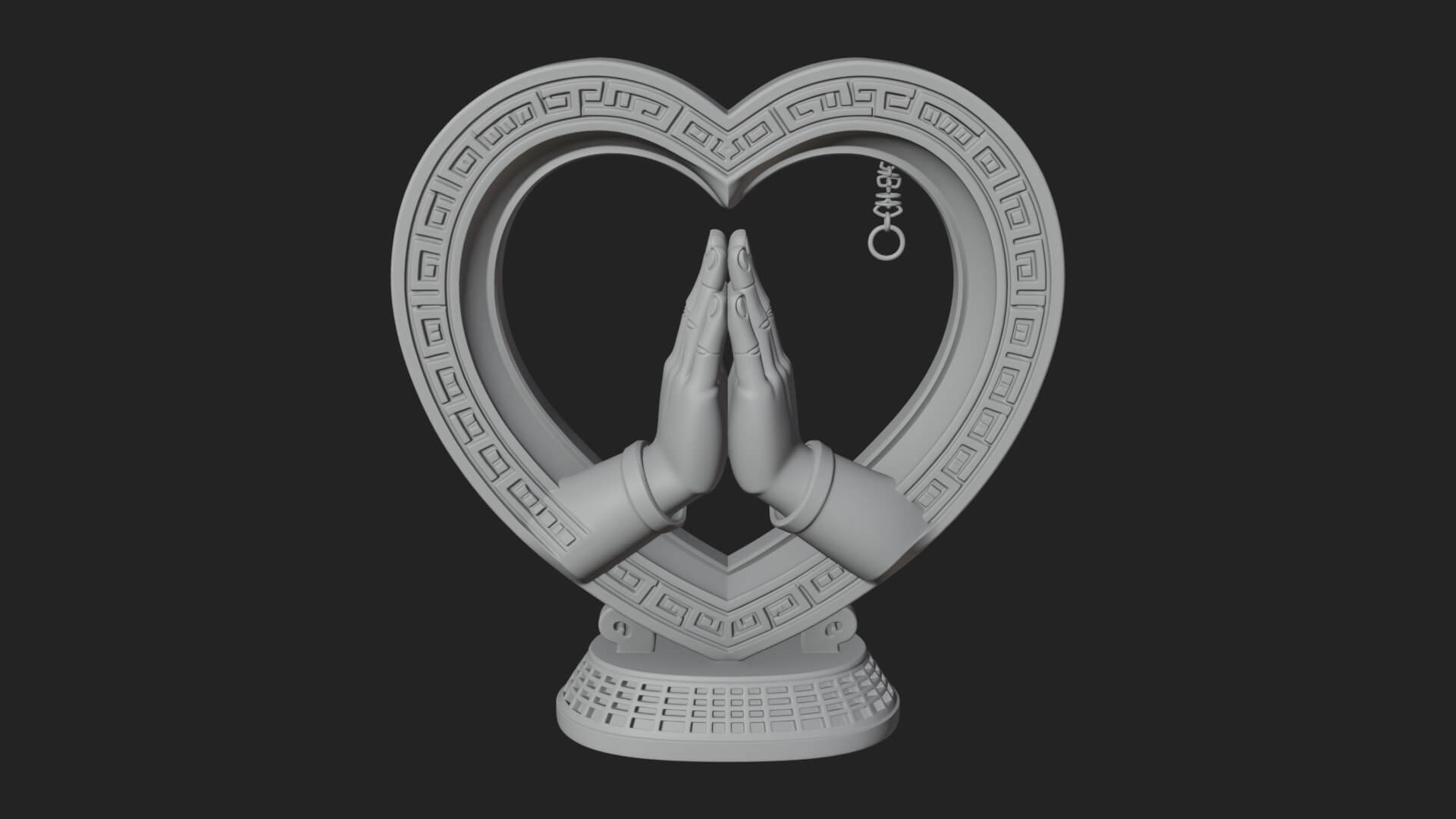 Ornate Framed Heart Plaque Design 119 3D Print Model 3D Model