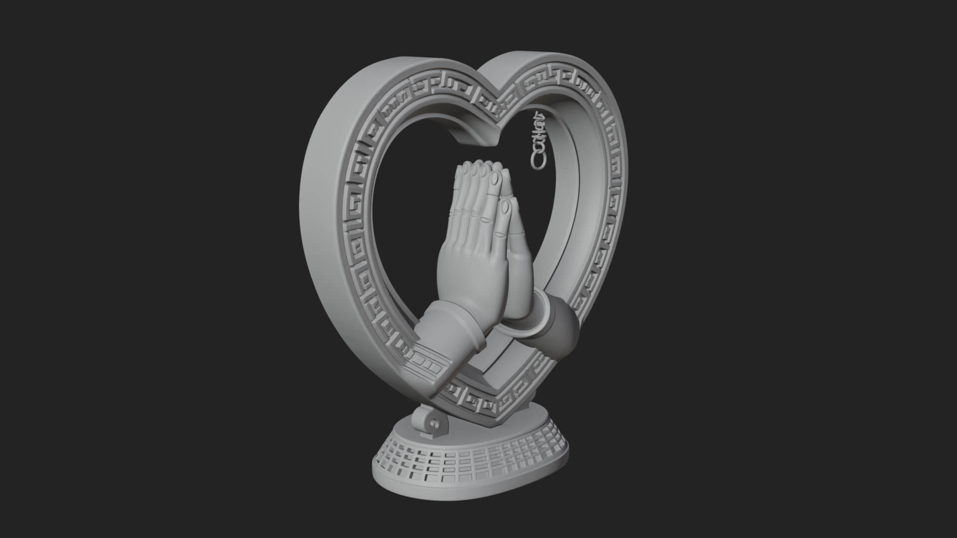 Ornate Framed Heart Plaque Design 119 3D Print Model 3D Model