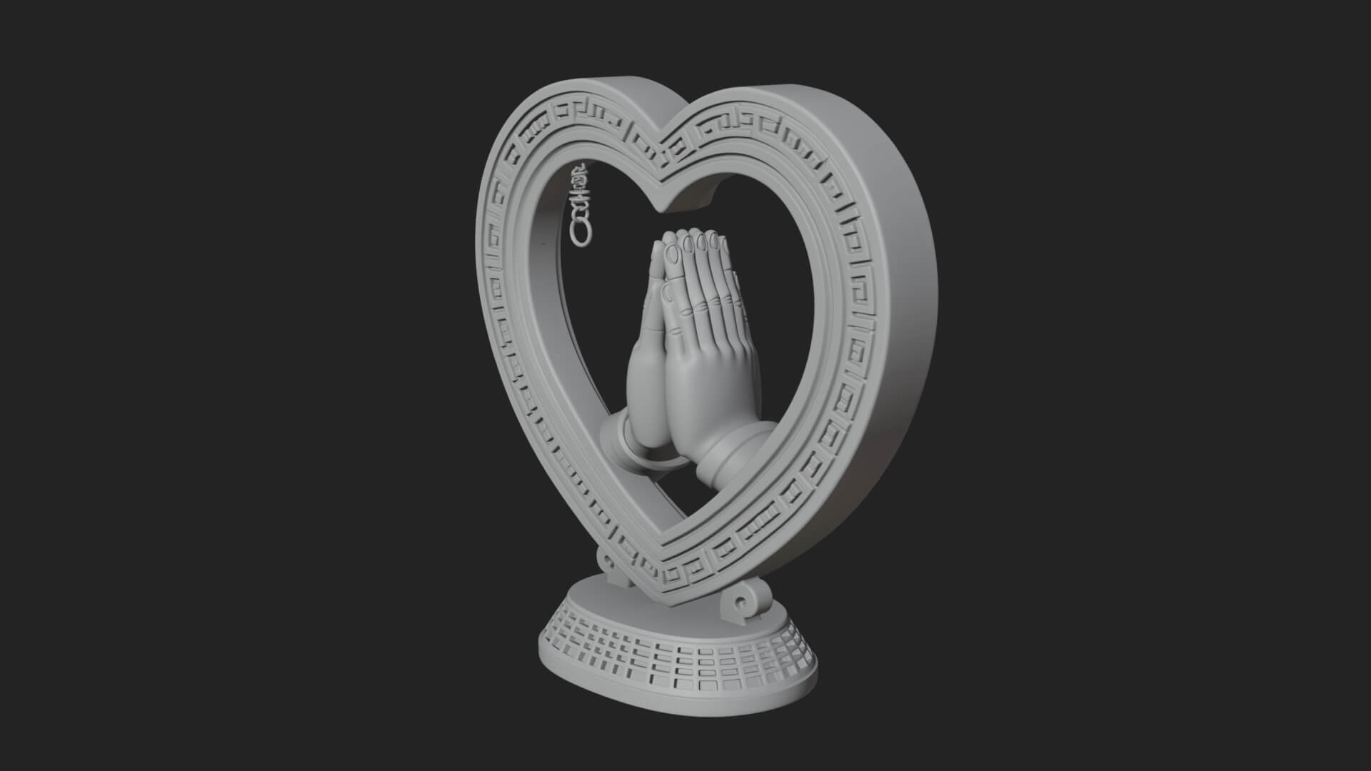 Ornate Framed Heart Plaque Design 119 3D Print Model 3D Model