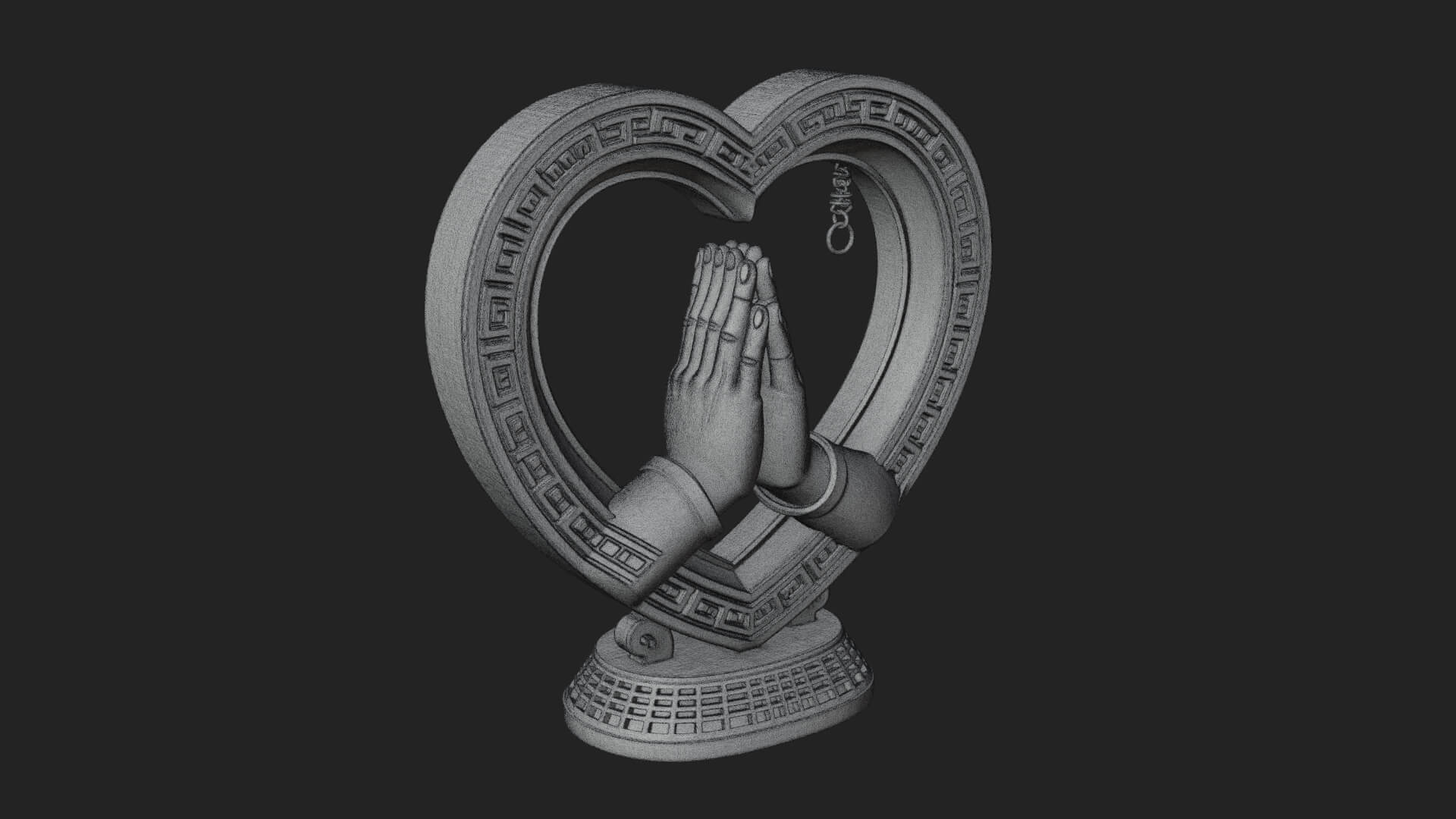 Ornate Framed Heart Plaque Design 119 3D Print Model 3D Model