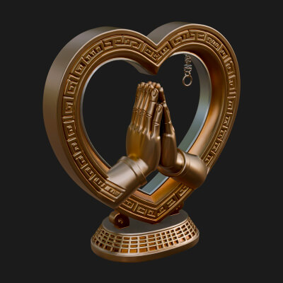 Ornate Framed Heart Plaque Design 119 3D Print Model