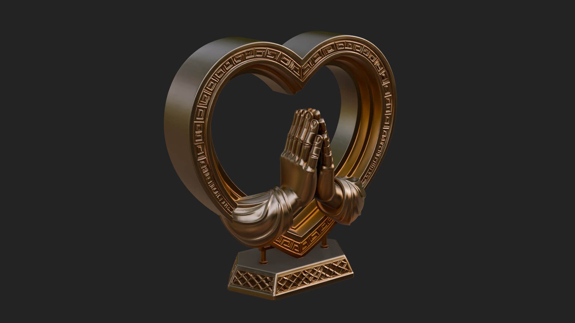 Ornate Framed Heart Plaque Design 120 3D Print Model 3D Model