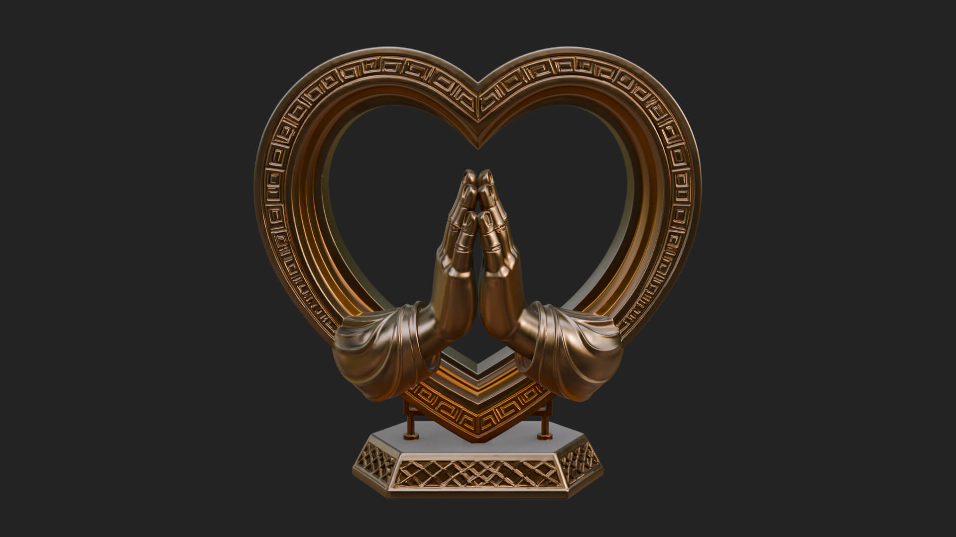 Ornate Framed Heart Plaque Design 120 3D Print Model 3D Model