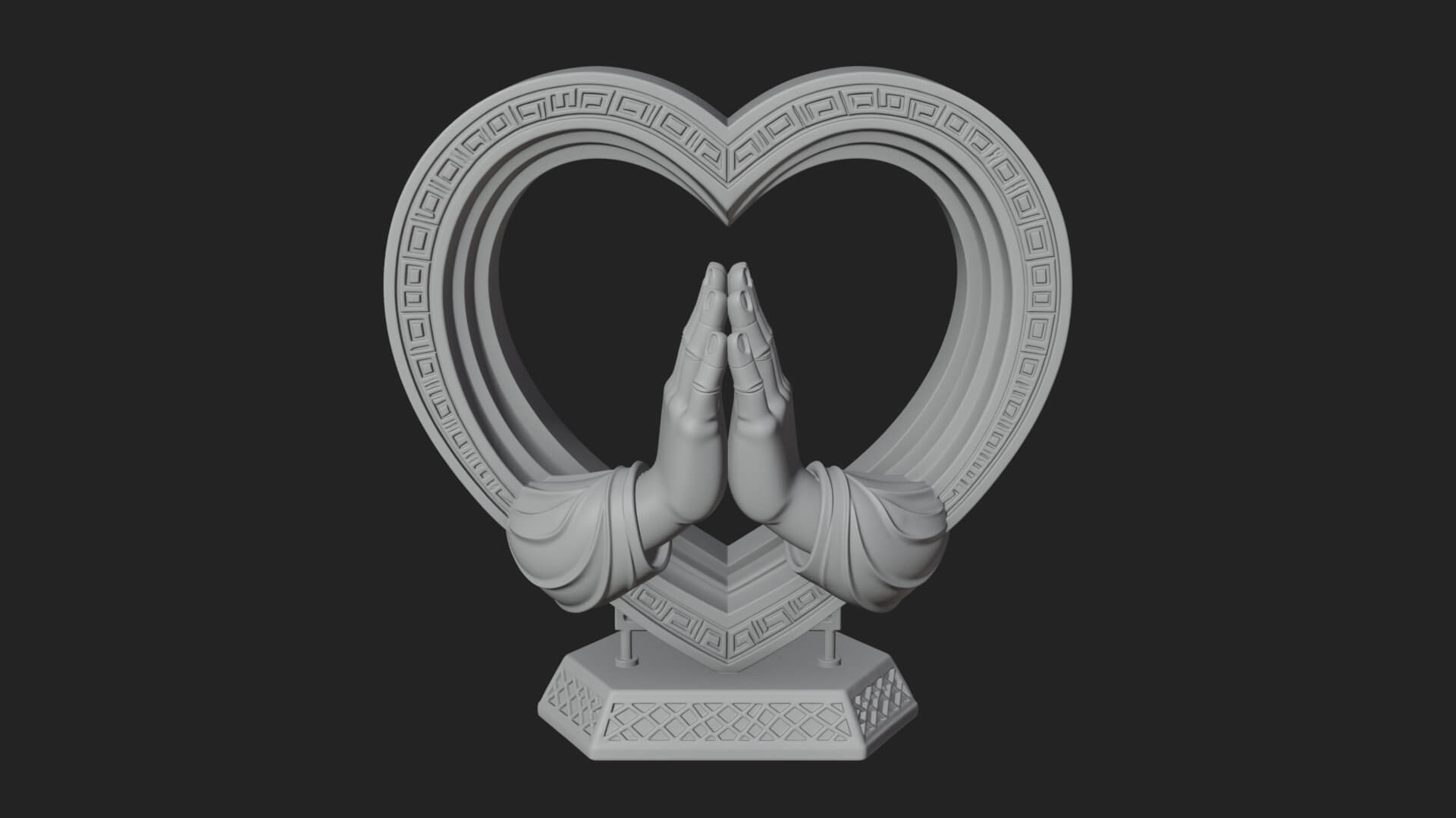 Ornate Framed Heart Plaque Design 120 3D Print Model 3D Model