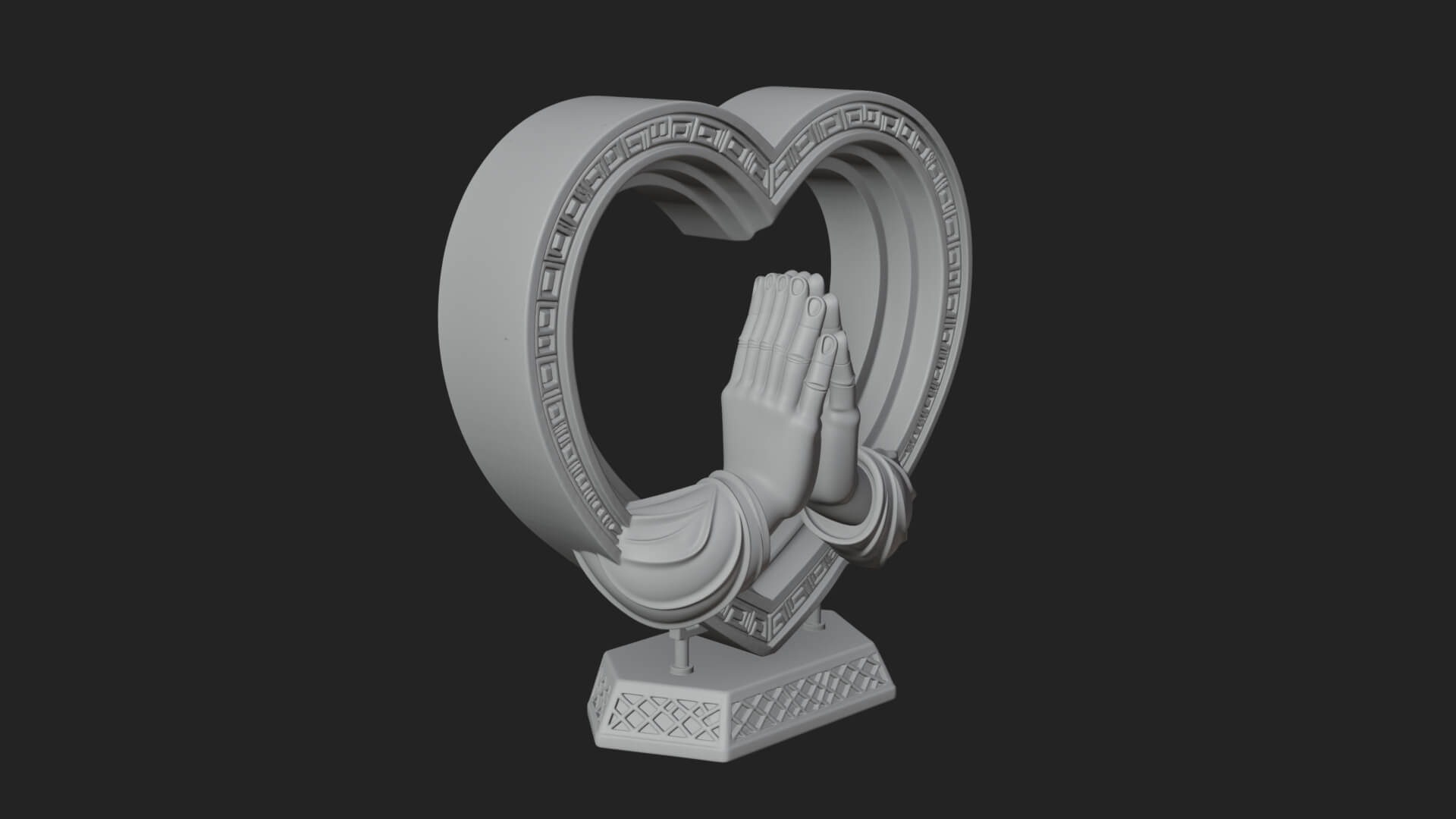 Ornate Framed Heart Plaque Design 120 3D Print Model 3D Model