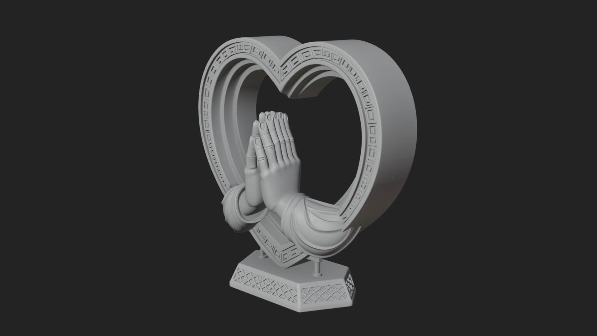 Ornate Framed Heart Plaque Design 120 3D Print Model 3D Model