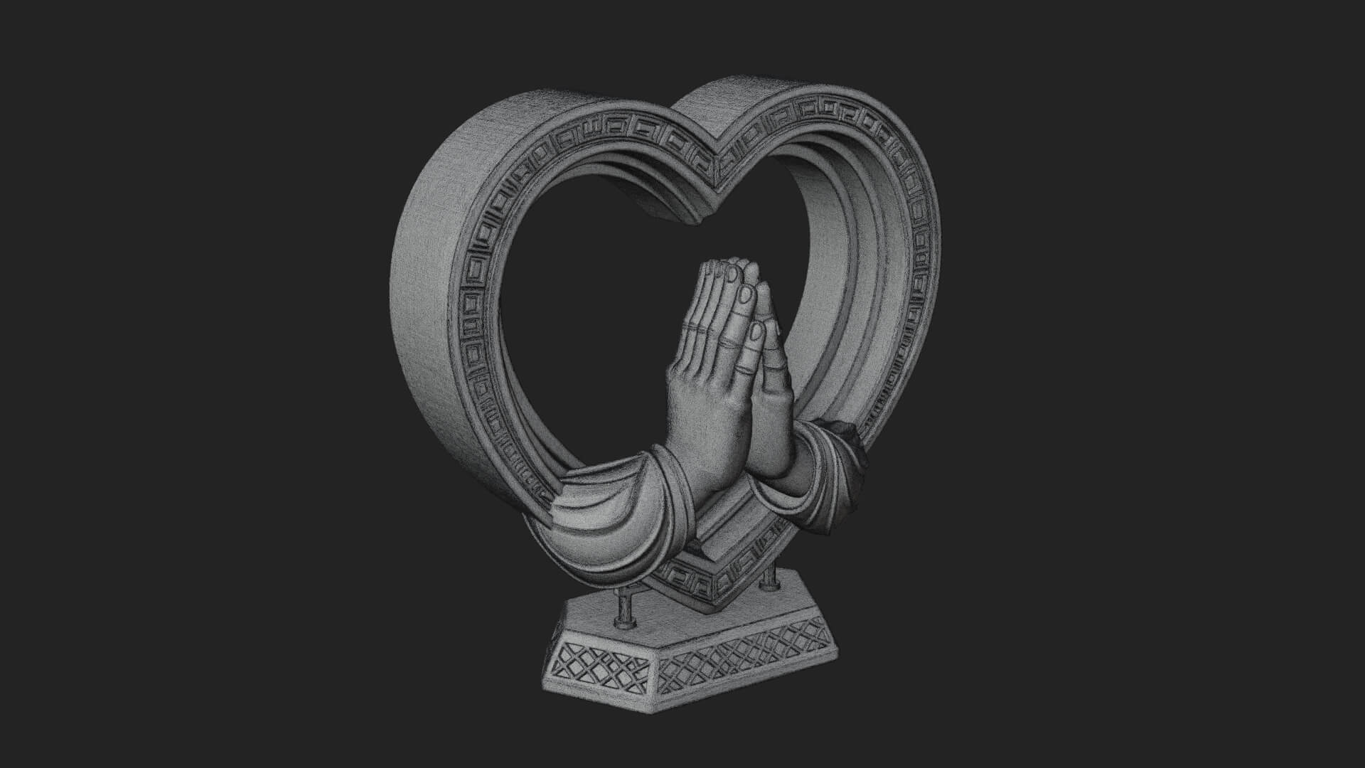 Ornate Framed Heart Plaque Design 120 3D Print Model 3D Model