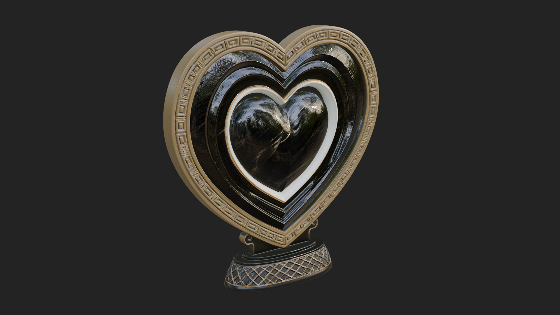 Ornate Framed Heart Plaque Design 121 3D Print Model 3D Model