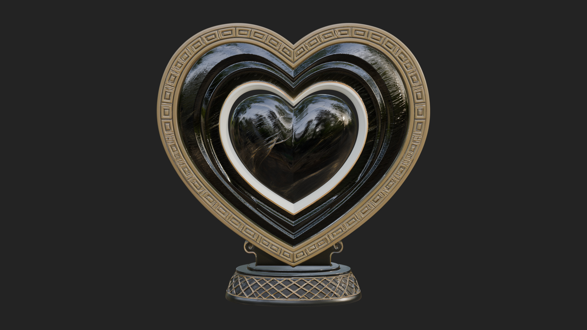 Ornate Framed Heart Plaque Design 121 3D Print Model 3D Model