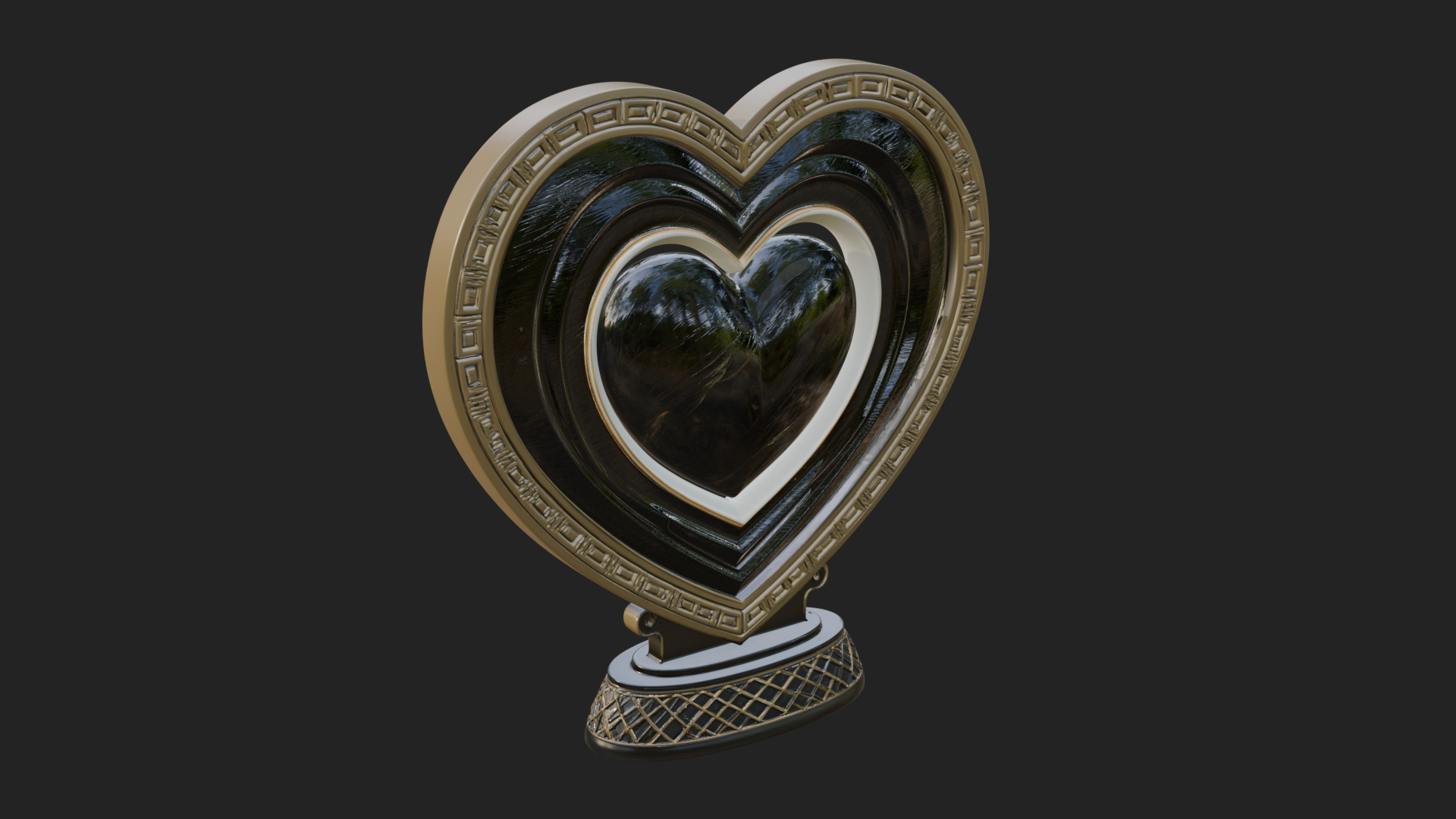 Ornate Framed Heart Plaque Design 121 3D Print Model 3D Model