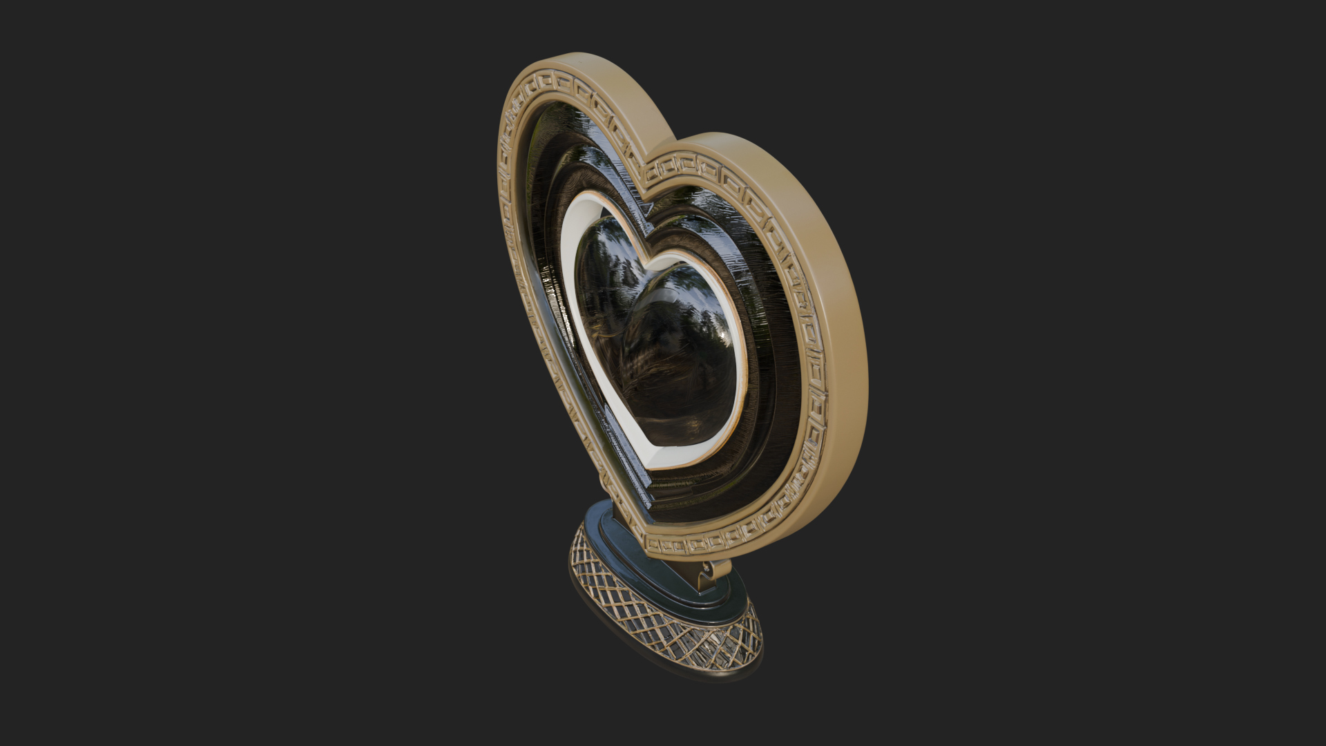 Ornate Framed Heart Plaque Design 121 3D Print Model 3D Model