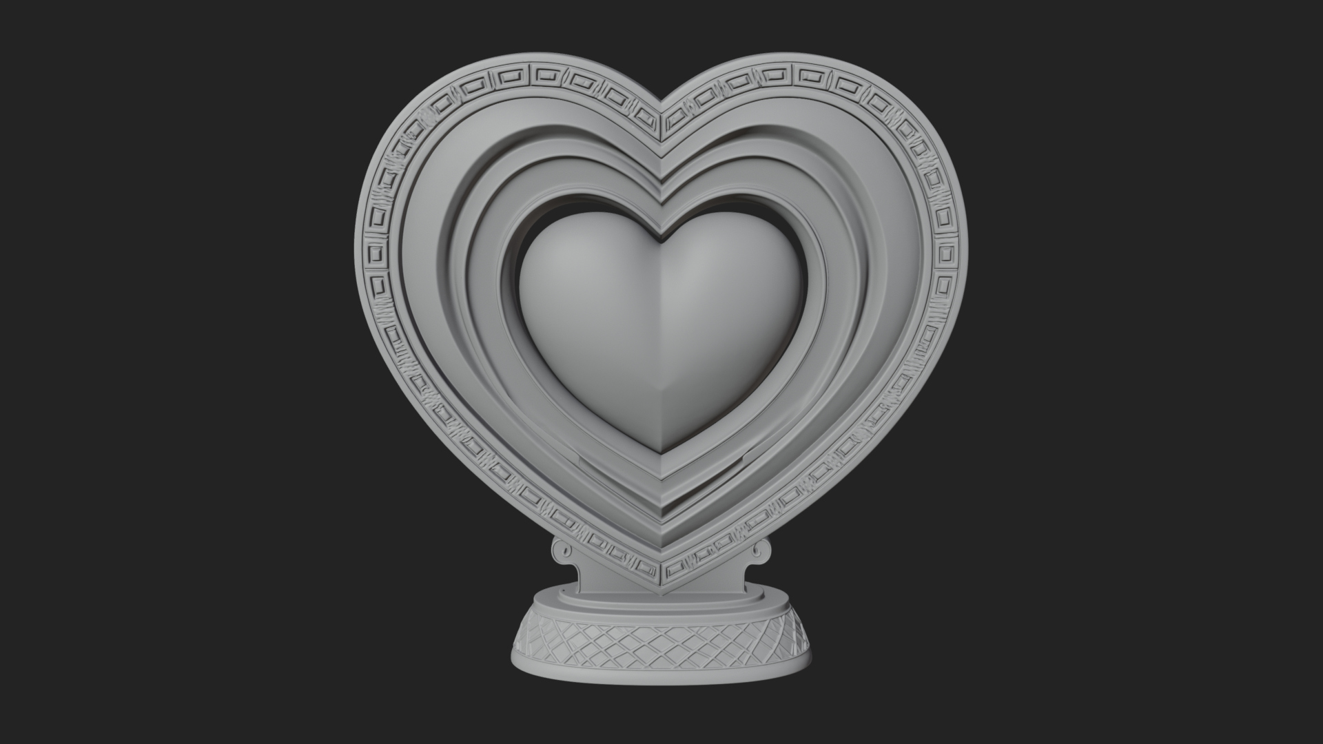 Ornate Framed Heart Plaque Design 121 3D Print Model 3D Model