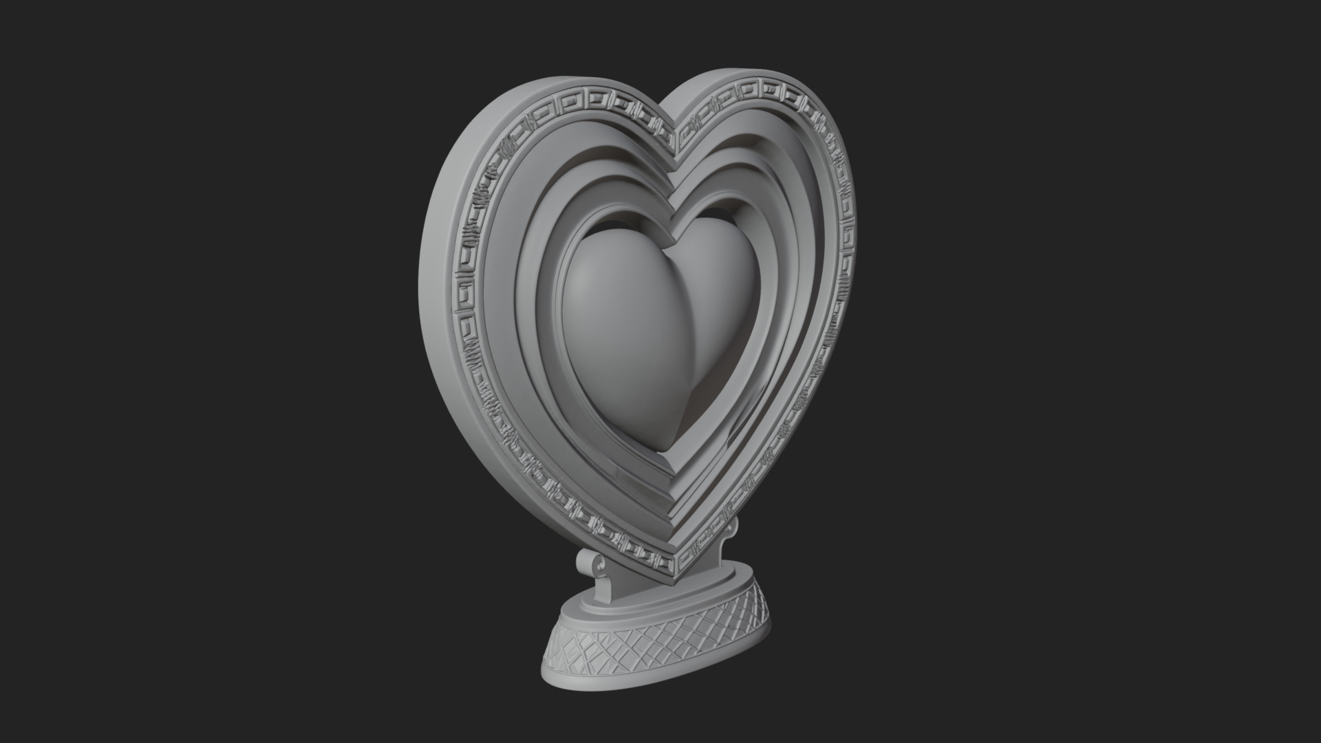 Ornate Framed Heart Plaque Design 121 3D Print Model 3D Model
