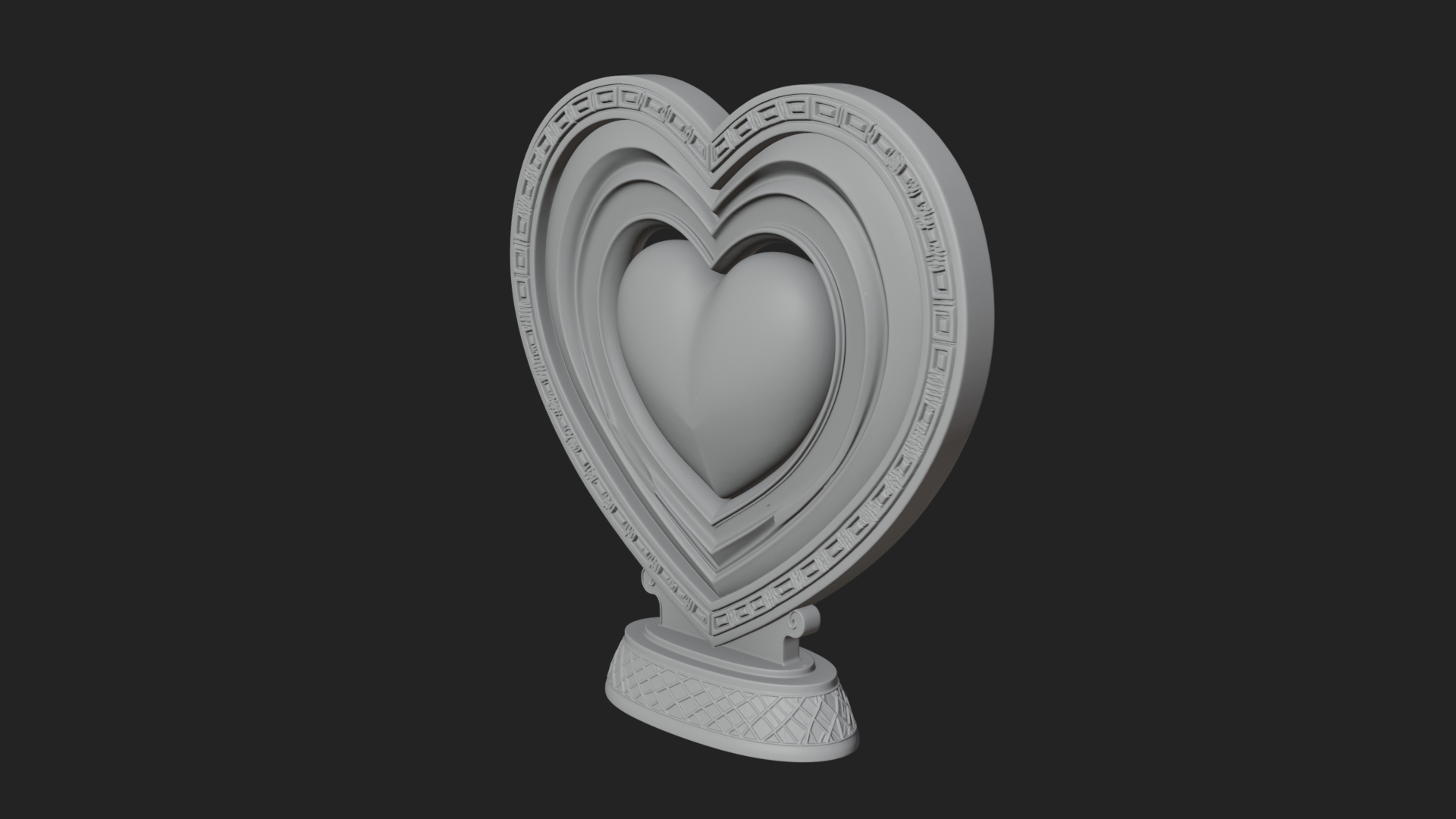 Ornate Framed Heart Plaque Design 121 3D Print Model 3D Model
