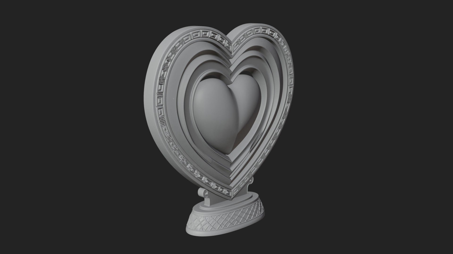 Ornate Framed Heart Plaque Design 121 3D Print Model 3D Model