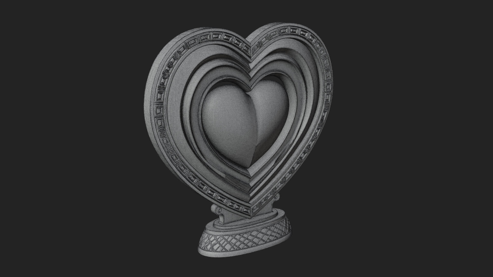 Ornate Framed Heart Plaque Design 121 3D Print Model 3D Model