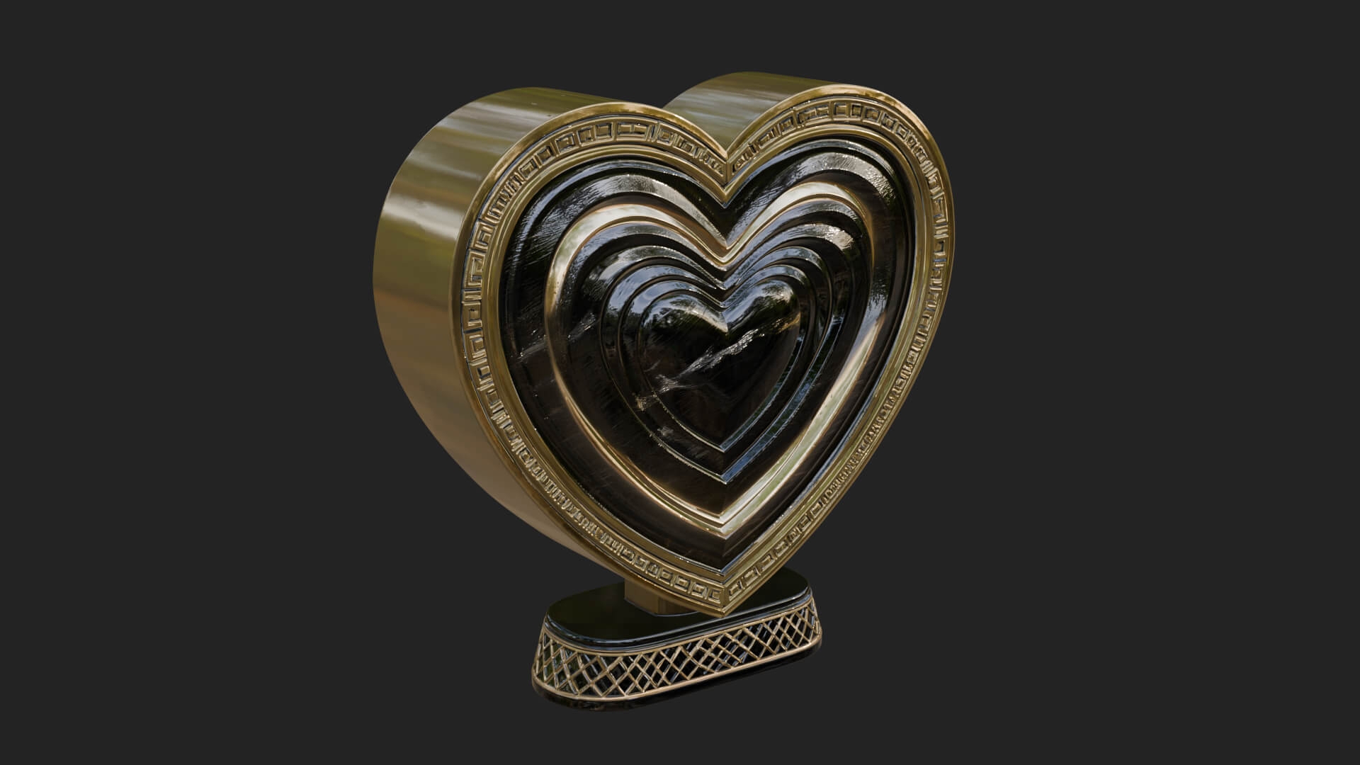 Ornate Framed Heart Plaque Design 122 3D Print Model 3D Model