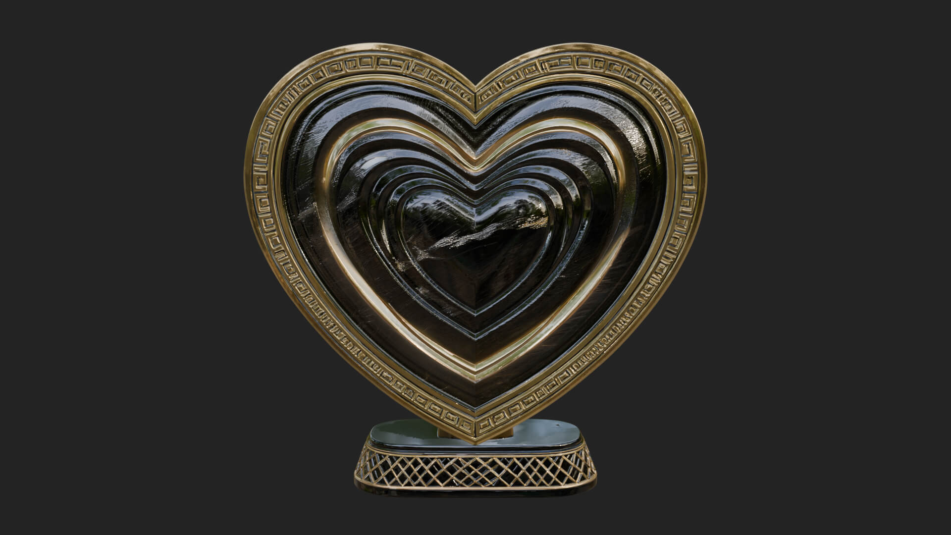 Ornate Framed Heart Plaque Design 122 3D Print Model 3D Model