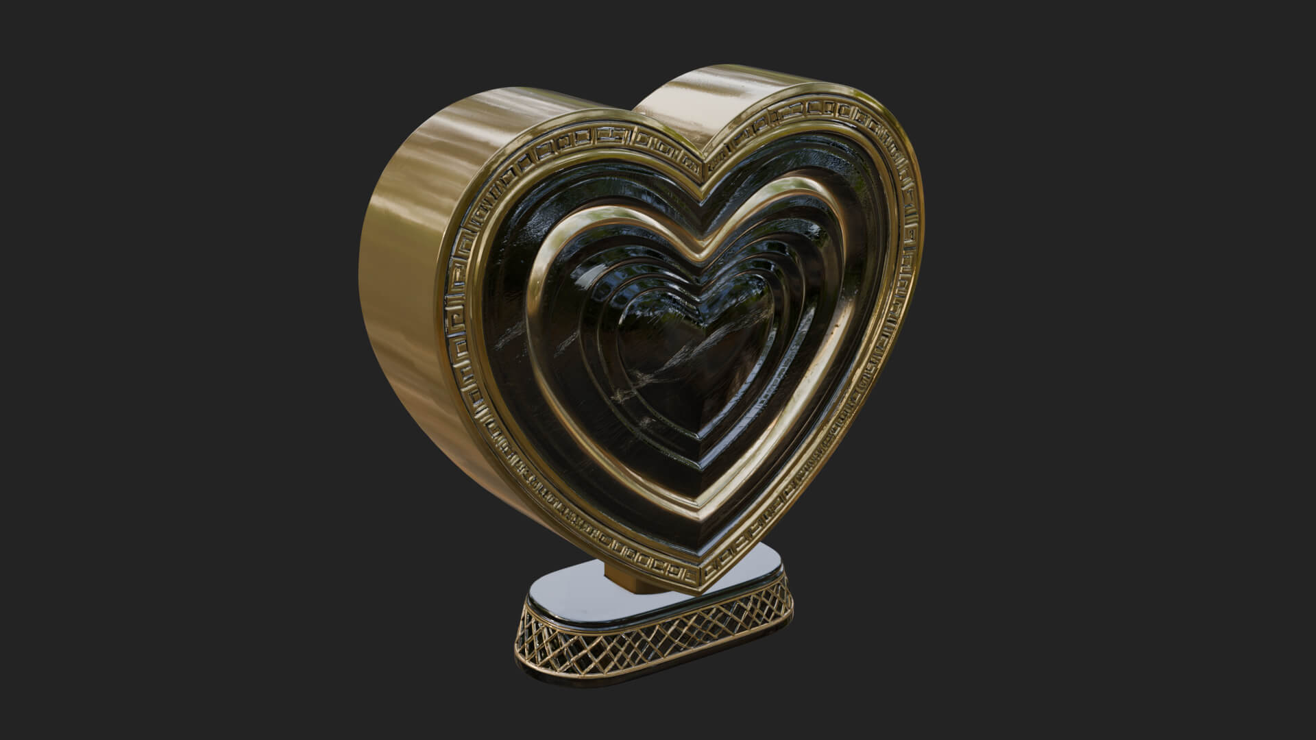 Ornate Framed Heart Plaque Design 122 3D Print Model 3D Model