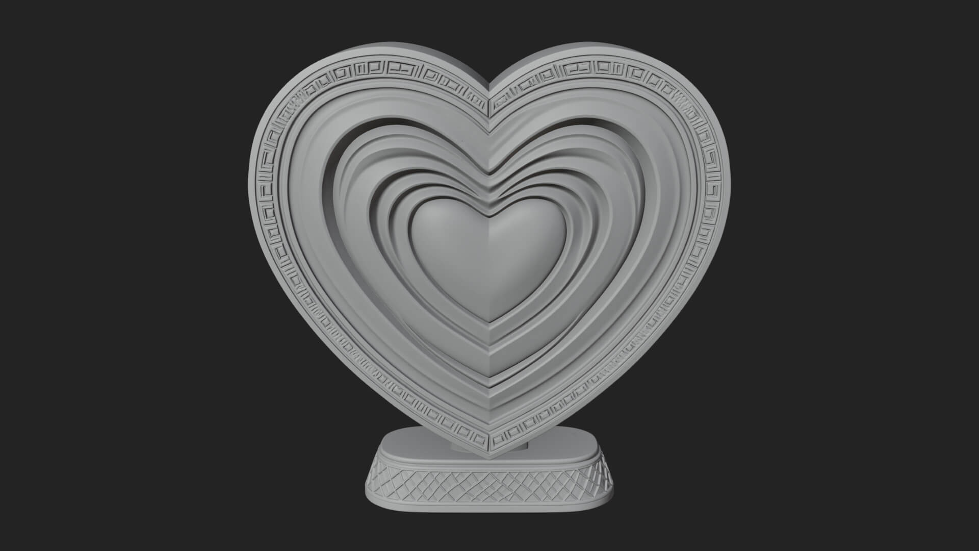 Ornate Framed Heart Plaque Design 122 3D Print Model 3D Model