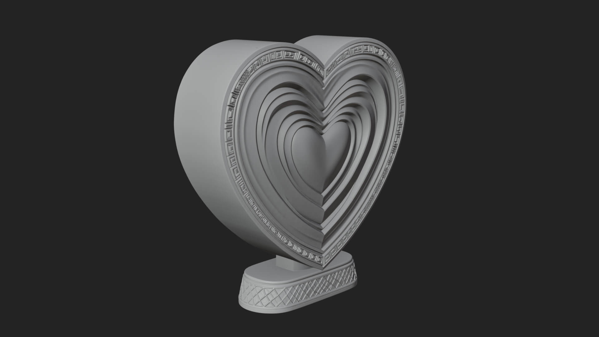 Ornate Framed Heart Plaque Design 122 3D Print Model 3D Model