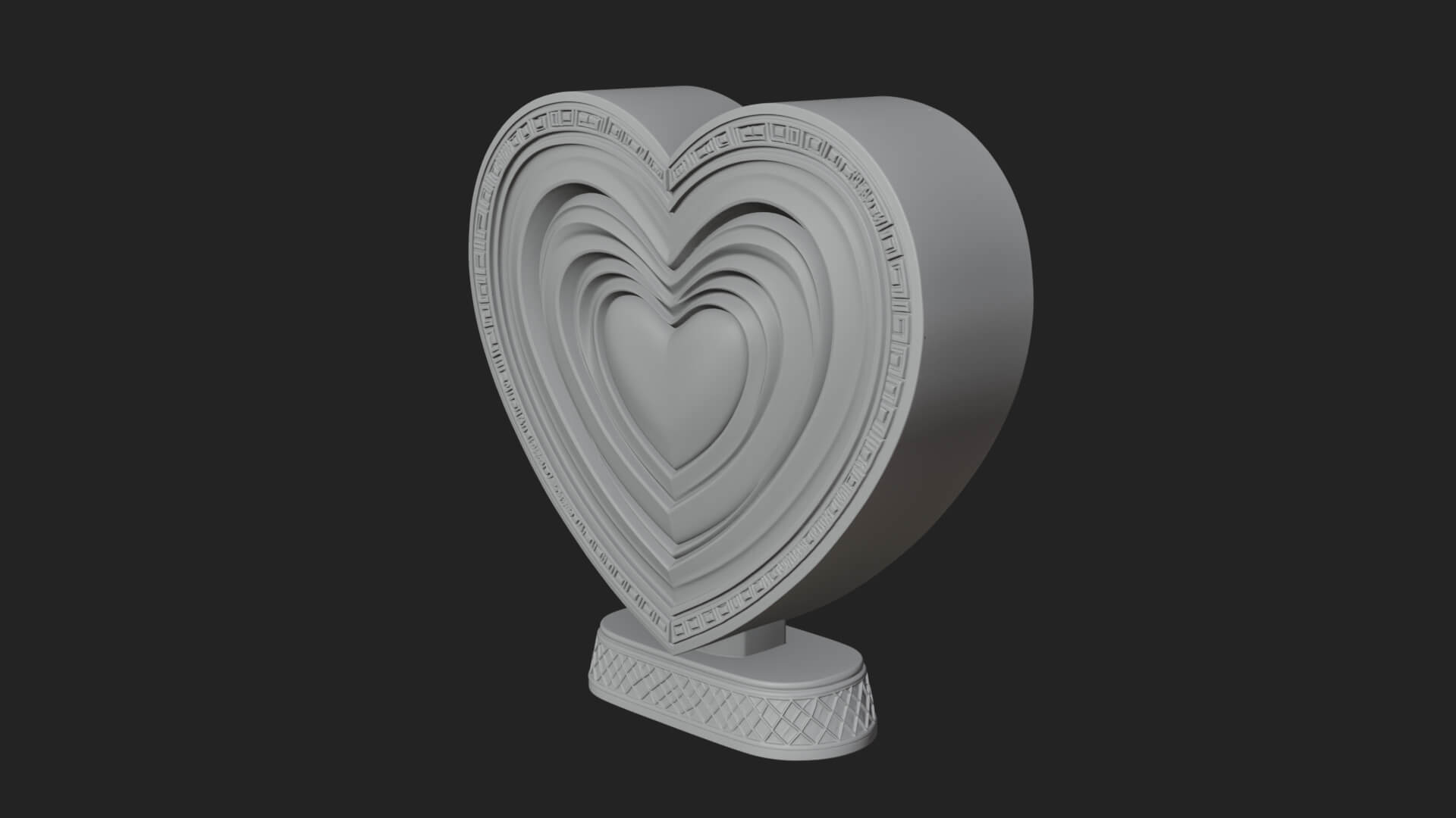Ornate Framed Heart Plaque Design 122 3D Print Model 3D Model