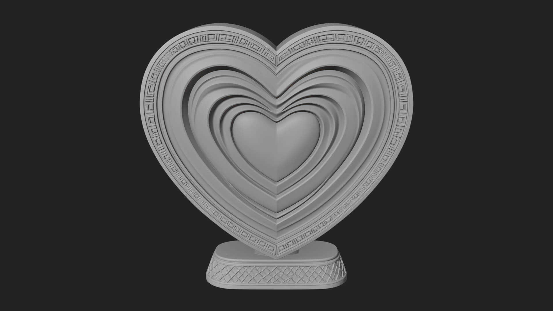 Ornate Framed Heart Plaque Design 122 3D Print Model 3D Model