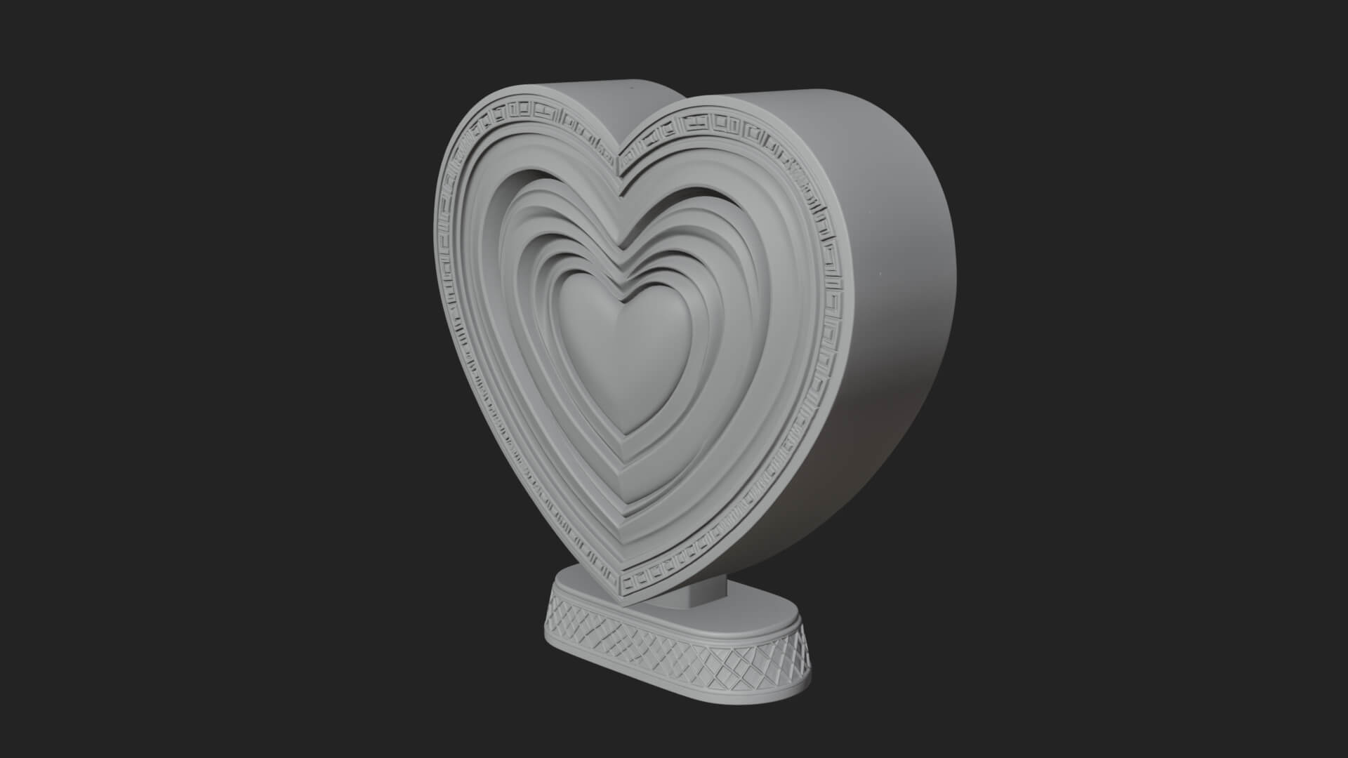 Ornate Framed Heart Plaque Design 122 3D Print Model 3D Model