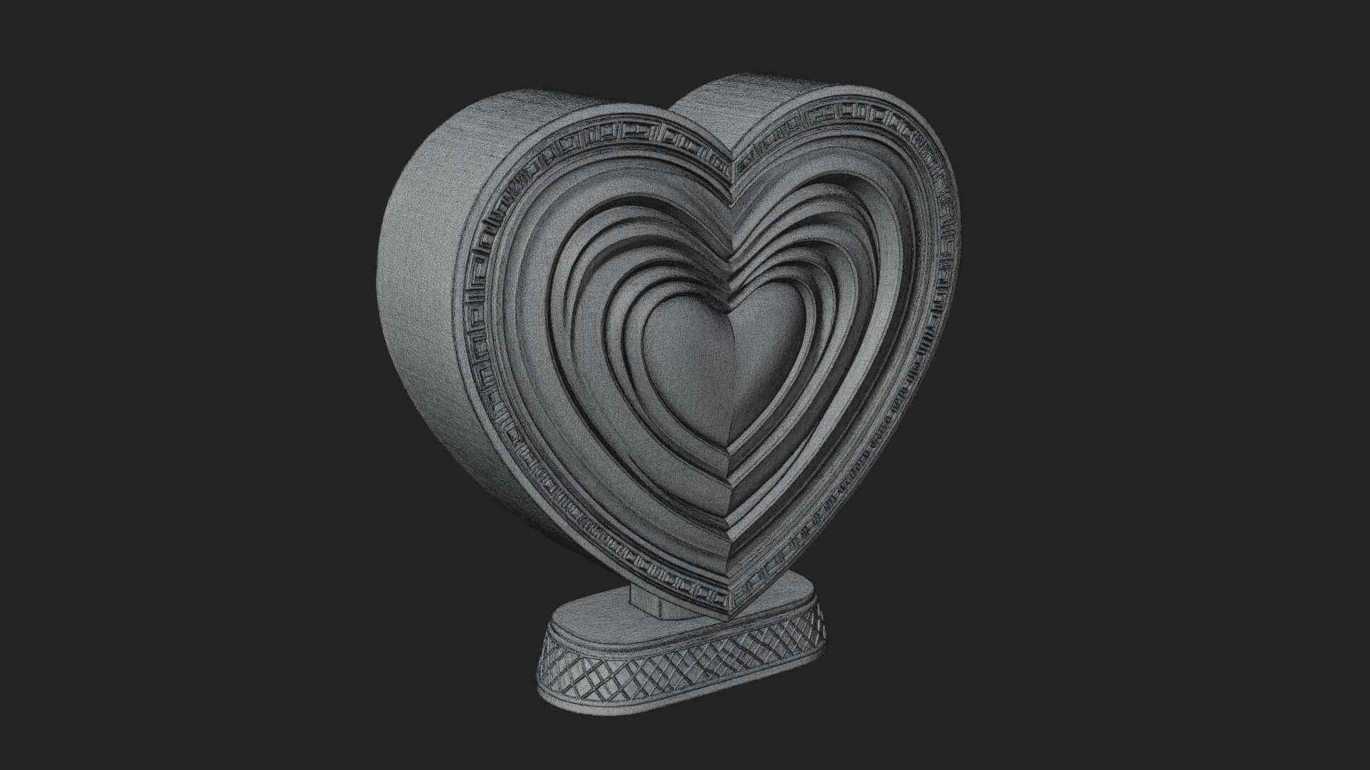 Ornate Framed Heart Plaque Design 122 3D Print Model 3D Model