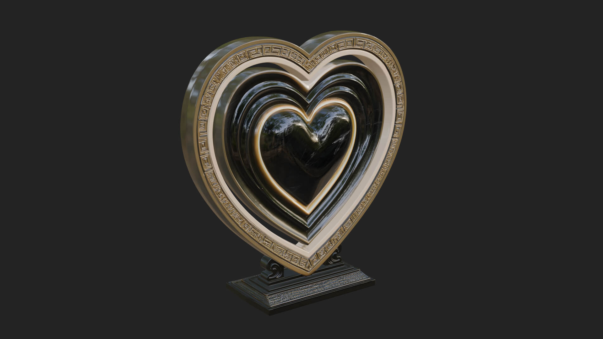 Ornate Framed Heart Plaque Design 123 3D Print Model 3D Model